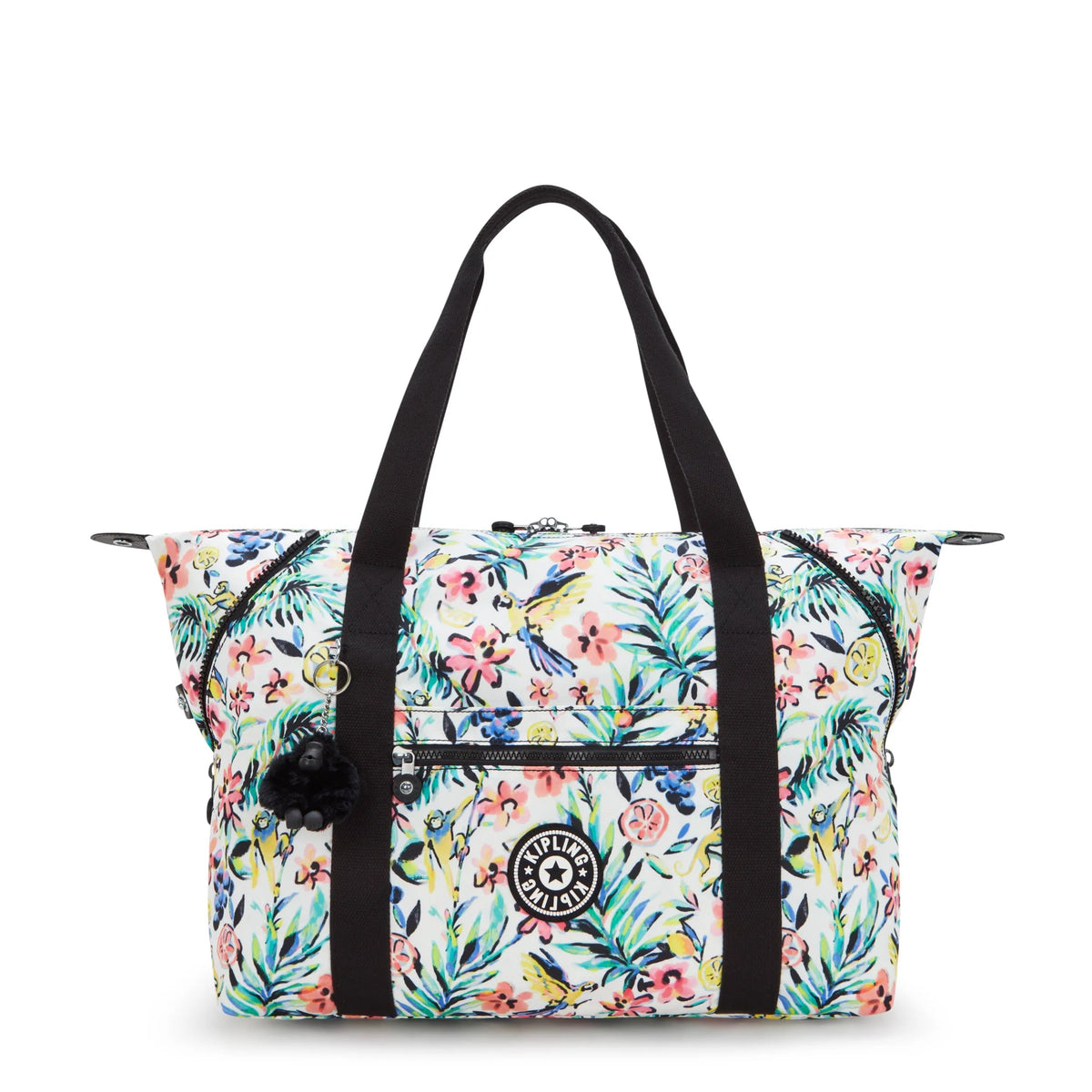 Kipling Art Medium Tote Bag in Cocktail Floral — front view # color_Cocktail Floral