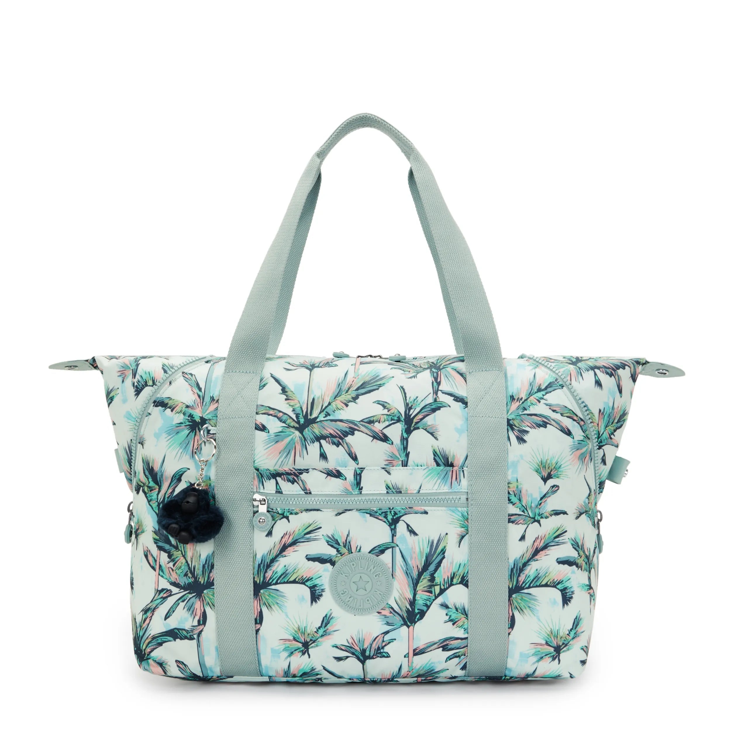 Kipling Art Medium Tote Bag in More Palm Trees — front view # color_More Palm Trees
