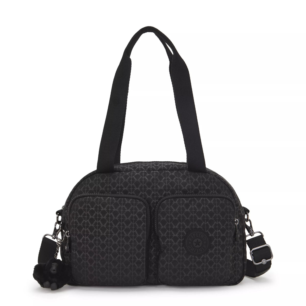 Kipling Cool Defea Shoulder Bag in Signature Embossed — front view # color_Signature Embossed