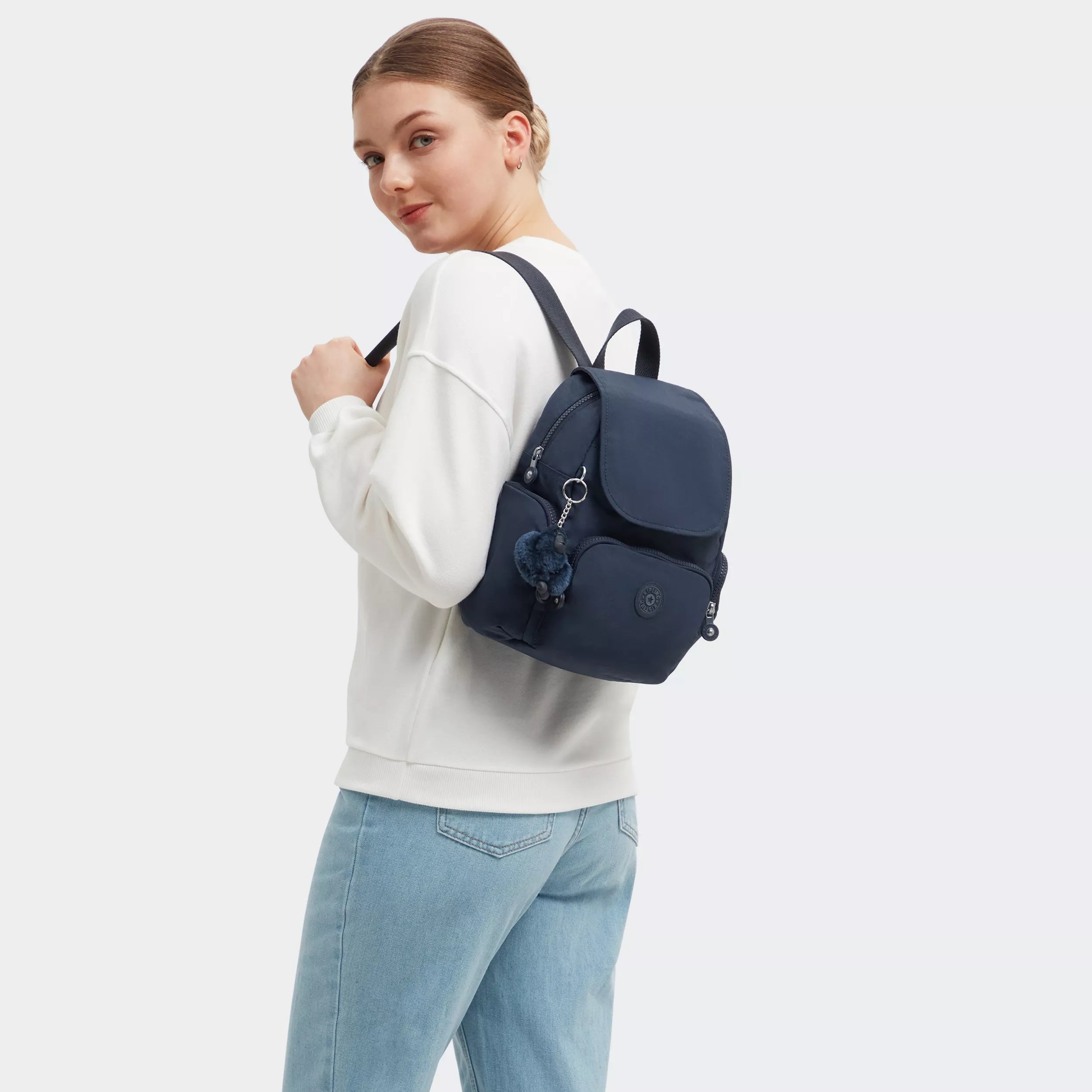 Kipling City Zip Mini in Blue Bleu 2 — back view