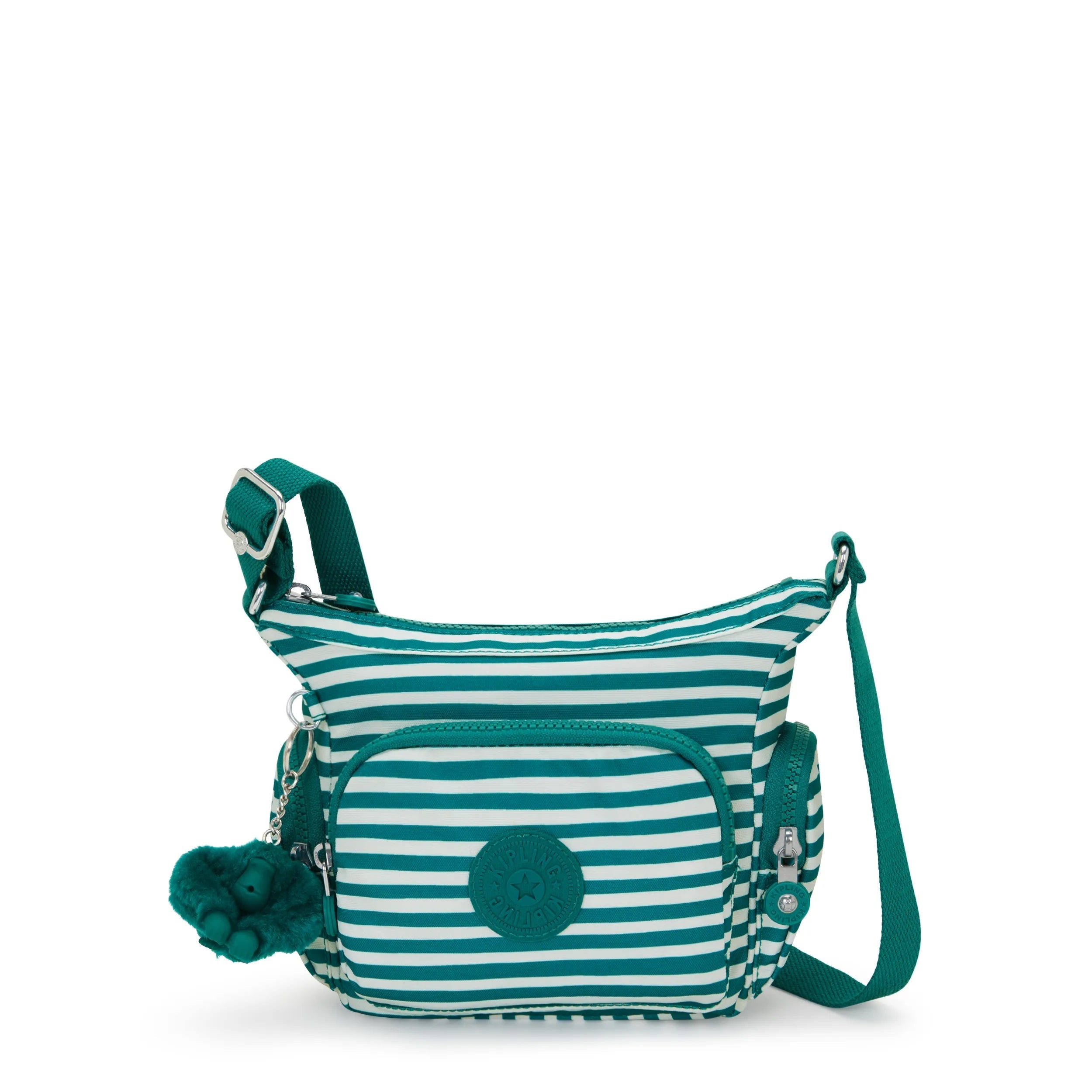 Kipling Gabbie Mini  Crossbody Bag in Parasol Stripes — front view # color_Parasol Stripes