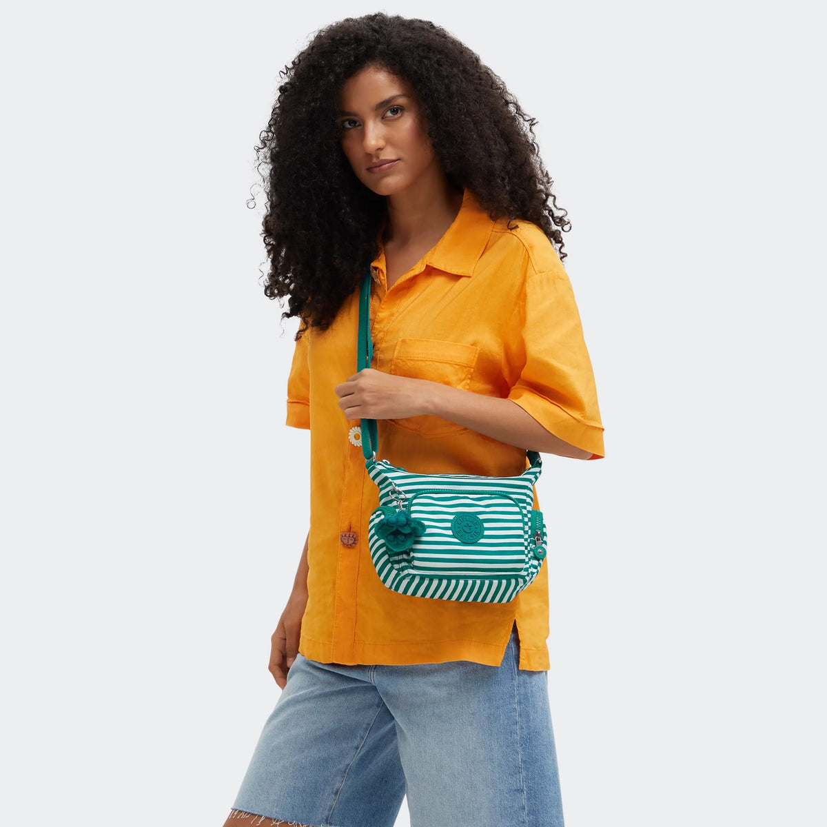 Kipling Gabbie Mini  Crossbody Bag in Parasol Stripes — lifestyle