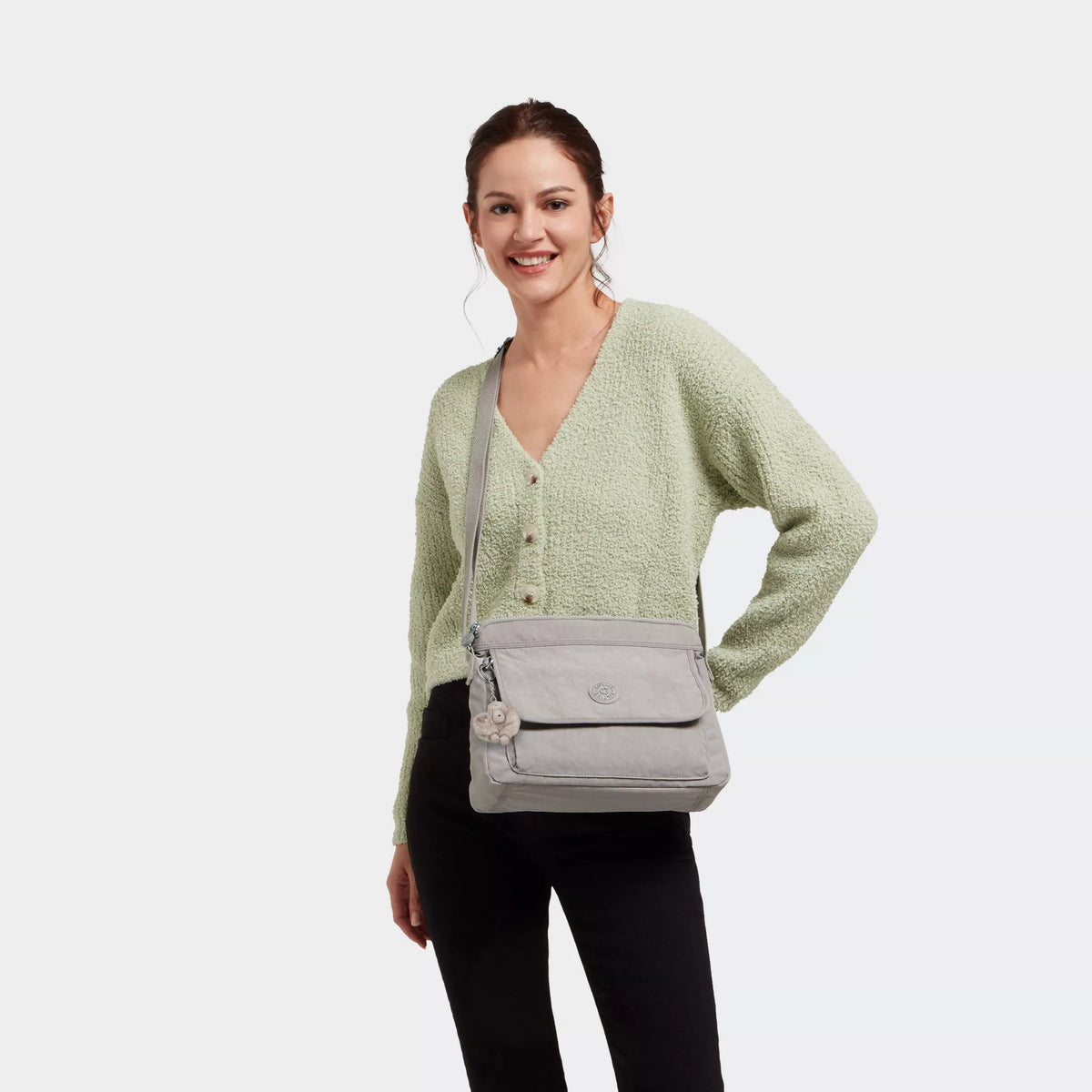 Kipling Aisling  Crossbody Bag in Grey Gris — lifestyle