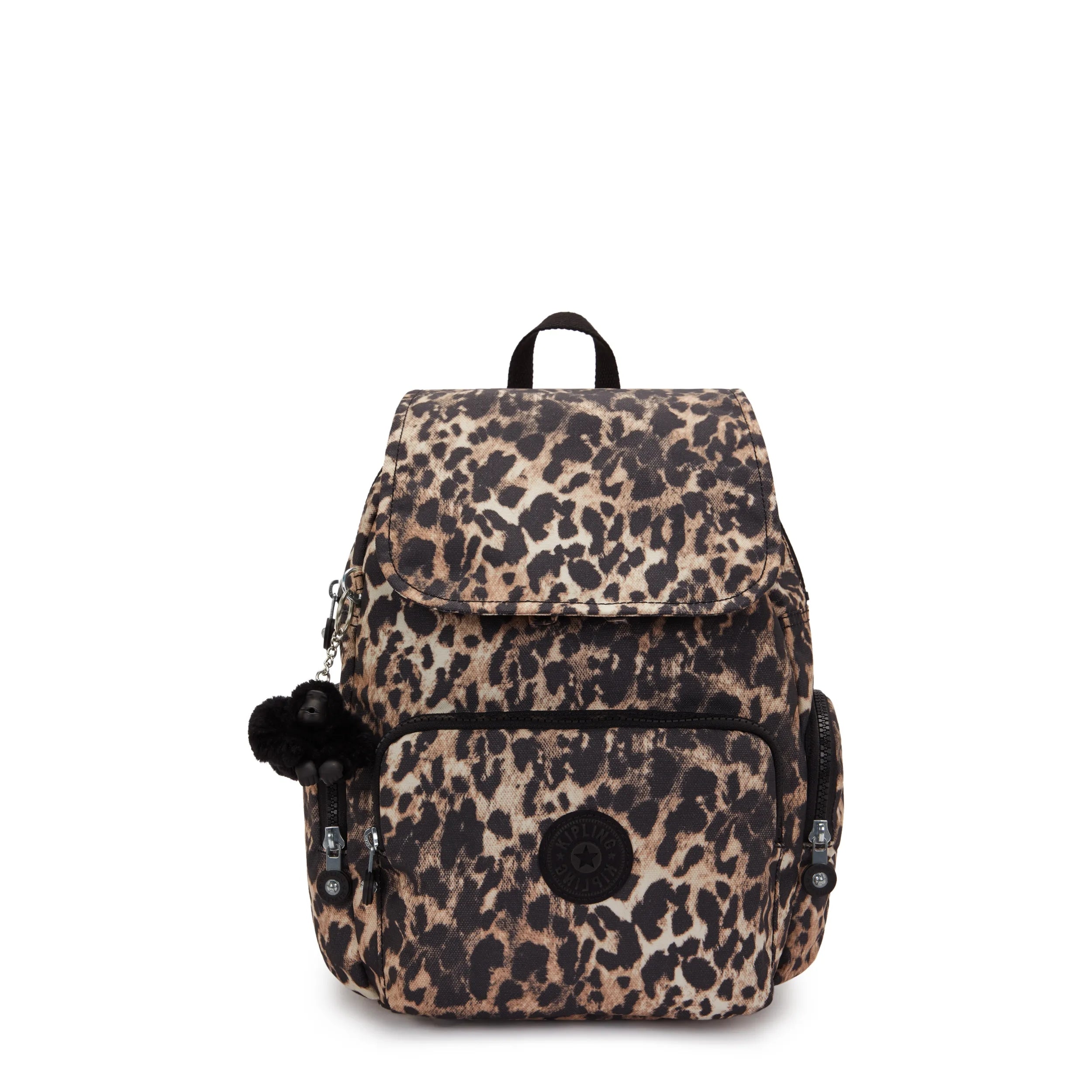 Kipling City Zip S in Wild Leopard — front view