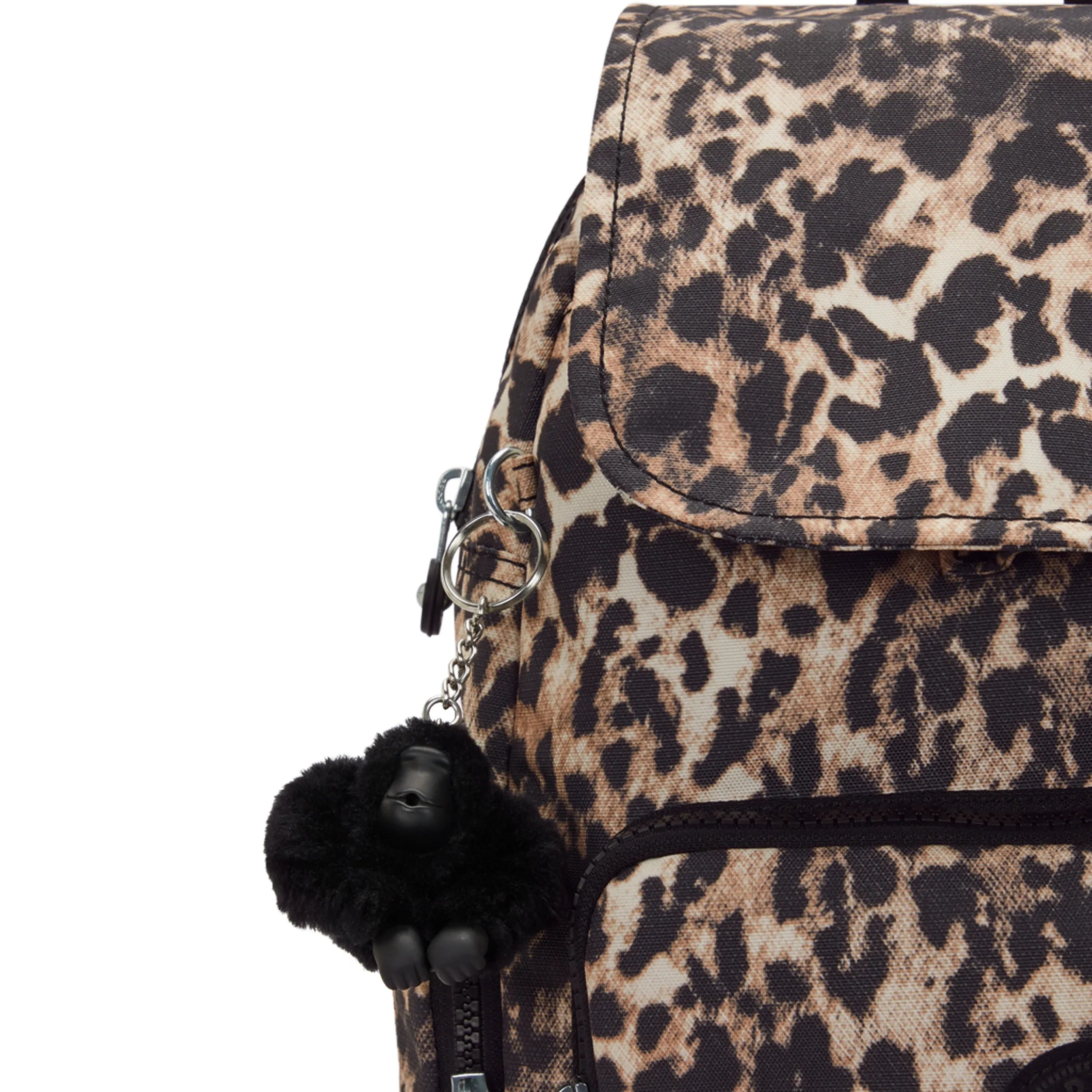 Kipling City Zip S in Wild Leopard — detail view