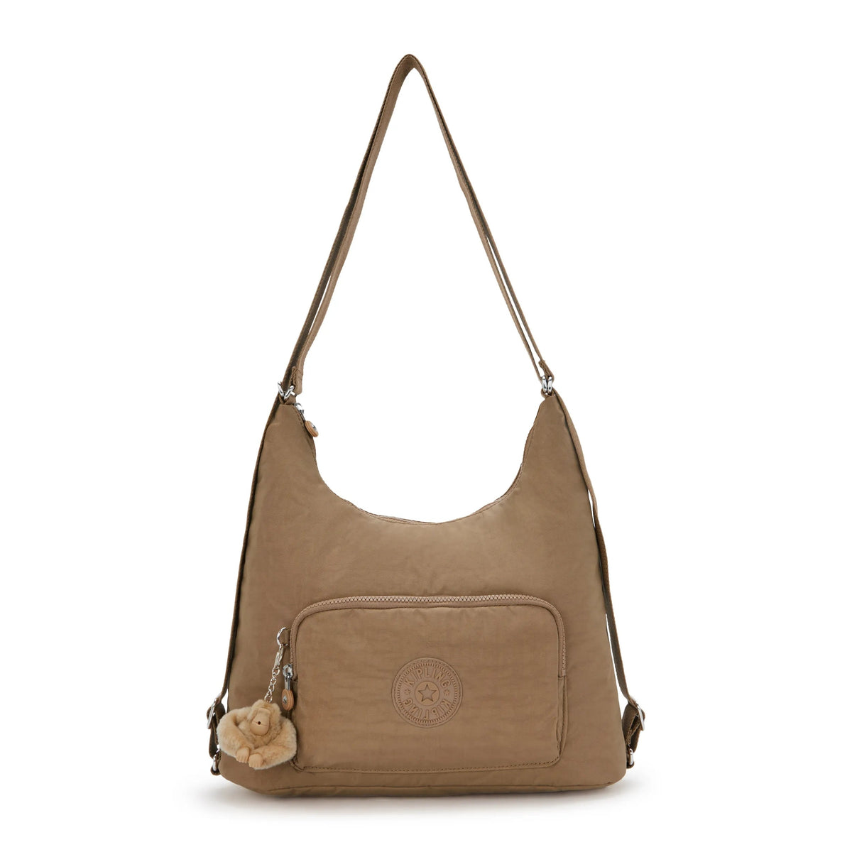 Kipling Yenna Convertible Shoulder Bag Crossbody in Early Tan — front view # color_Early Tan