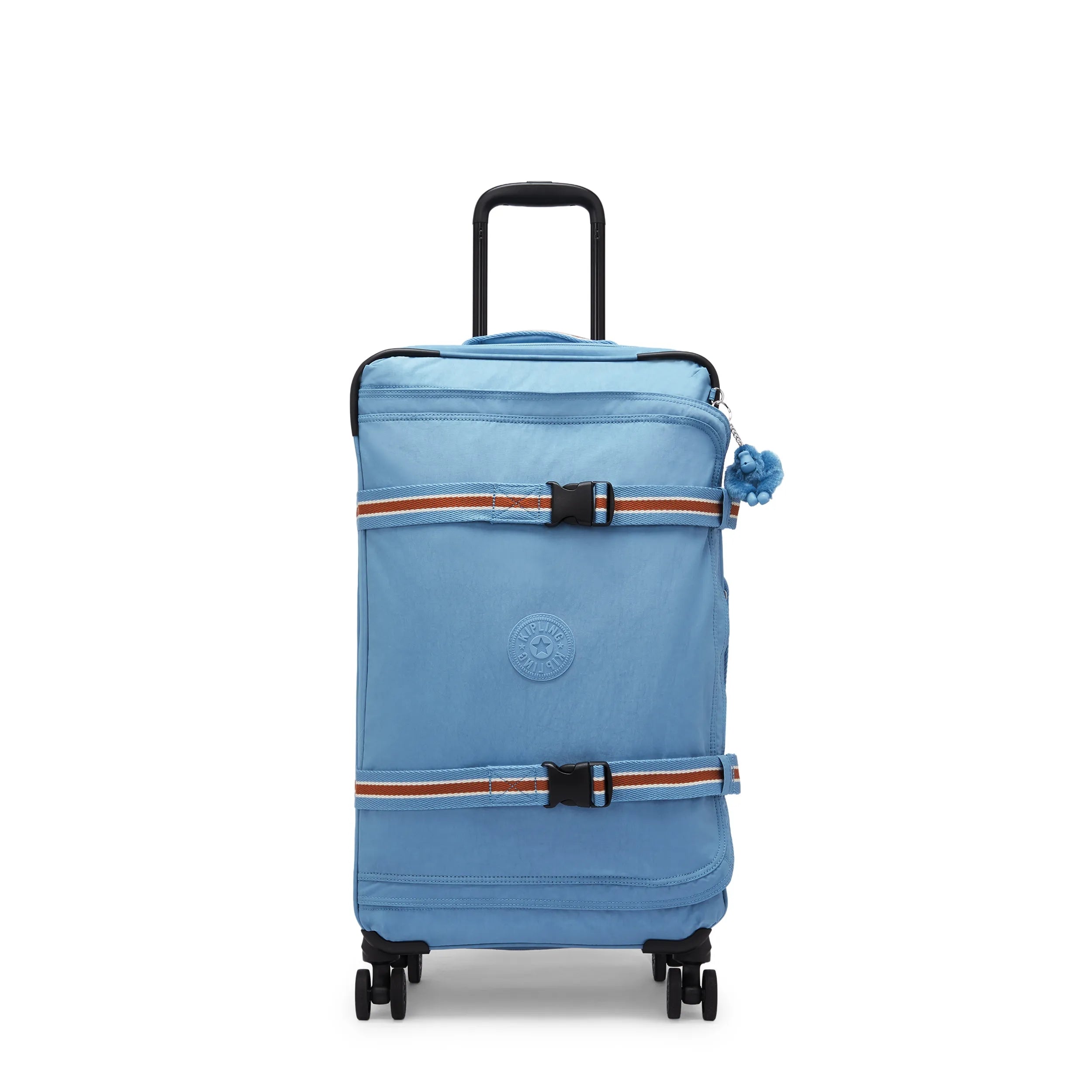 Kipling Spontaneous Medium Rolling Luggage in Vintage Blue — front view # color_Vintage Blue