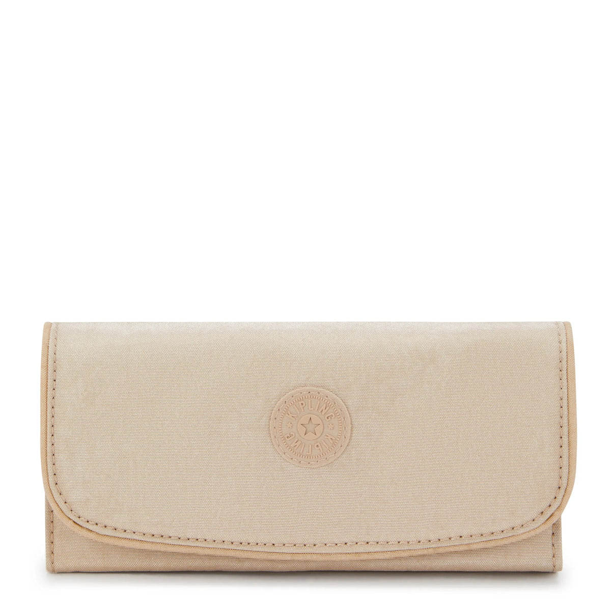 Kipling Money Land  Snap Wallet in Sparkled Beige — front view # color_Sparkled Beige