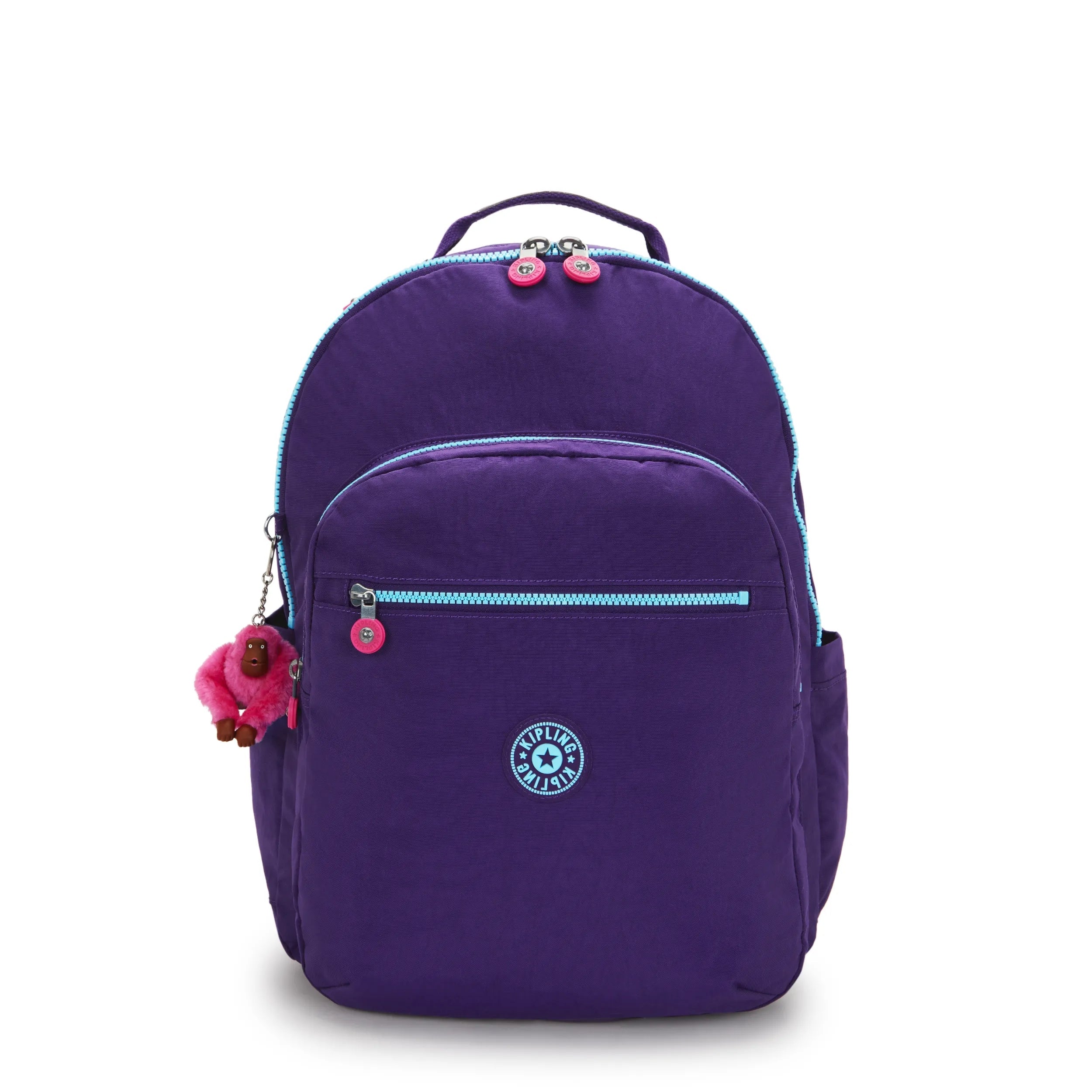 Kipling Seoul Extra Large 17" Laptop Backpack in VIP Purple — front view # color_VIP Purple