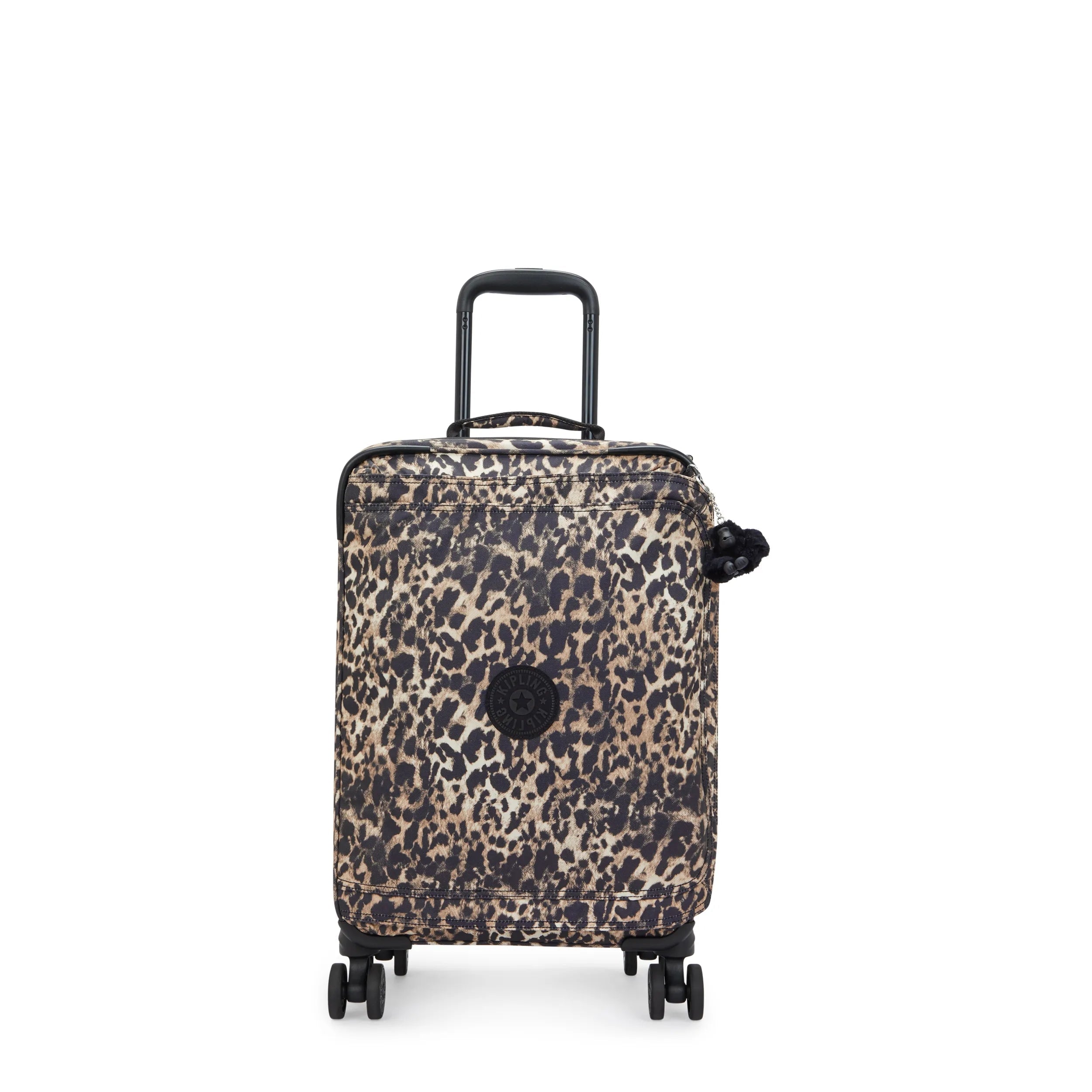 Kipling Spontaneous Small  Rolling Luggage-Carry On in Wild Leopard — front view # color_Wild Leopard