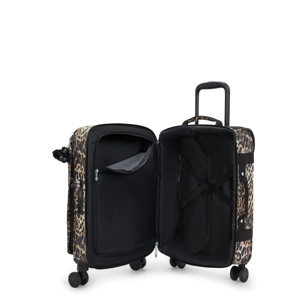 Kipling Spontaneous Small  Rolling Luggage-Carry On in Wild Leopard — interior view