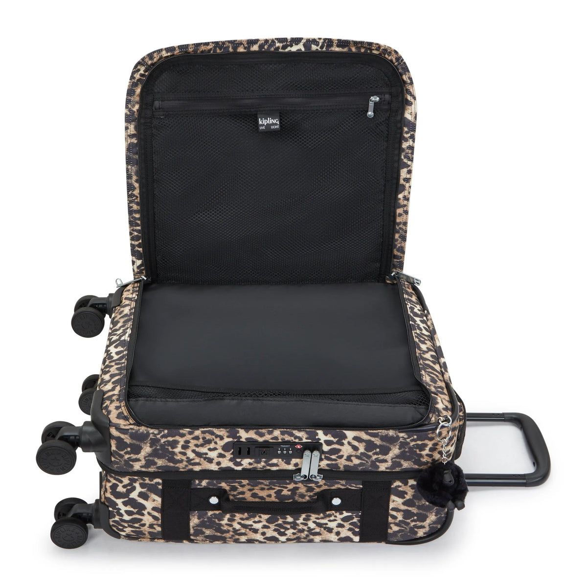 Kipling Spontaneous Small  Rolling Luggage-Carry On in Wild Leopard — interior view 2