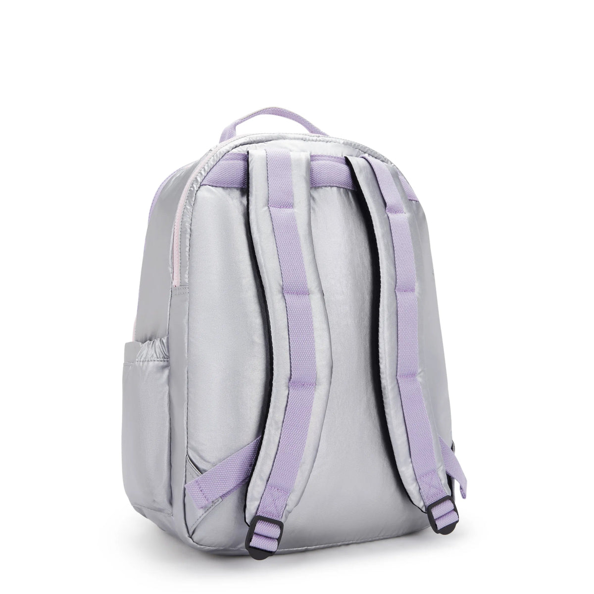 Kipling Seoul Extra Large 17" Laptop Backpack in Silver Glow Metallic — back view