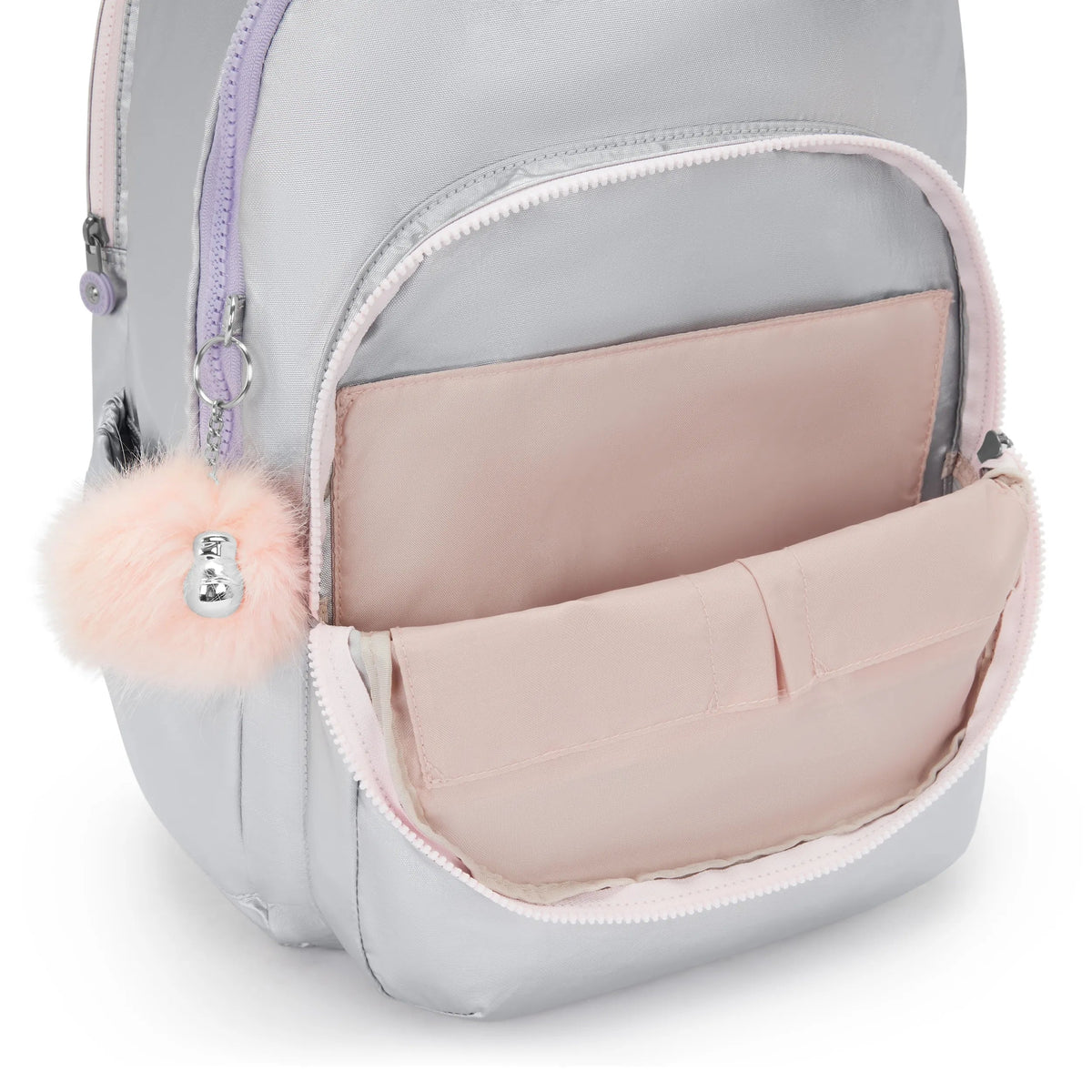 Kipling Seoul Extra Large 17" Laptop Backpack in Silver Glow Metallic — interior view 3