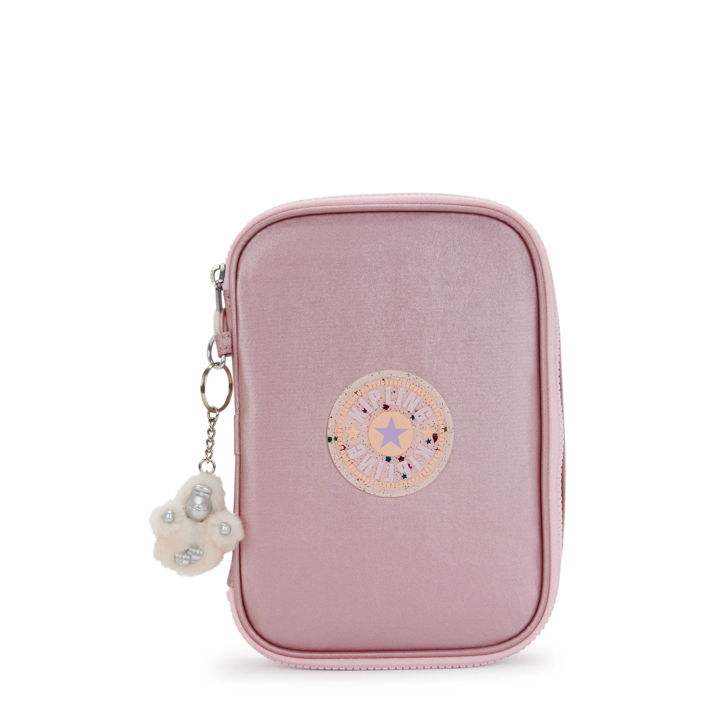 Kipling 100 Pens Case in Bronze Pink Metallic C — front view # color_Bronze Pink Metallic C