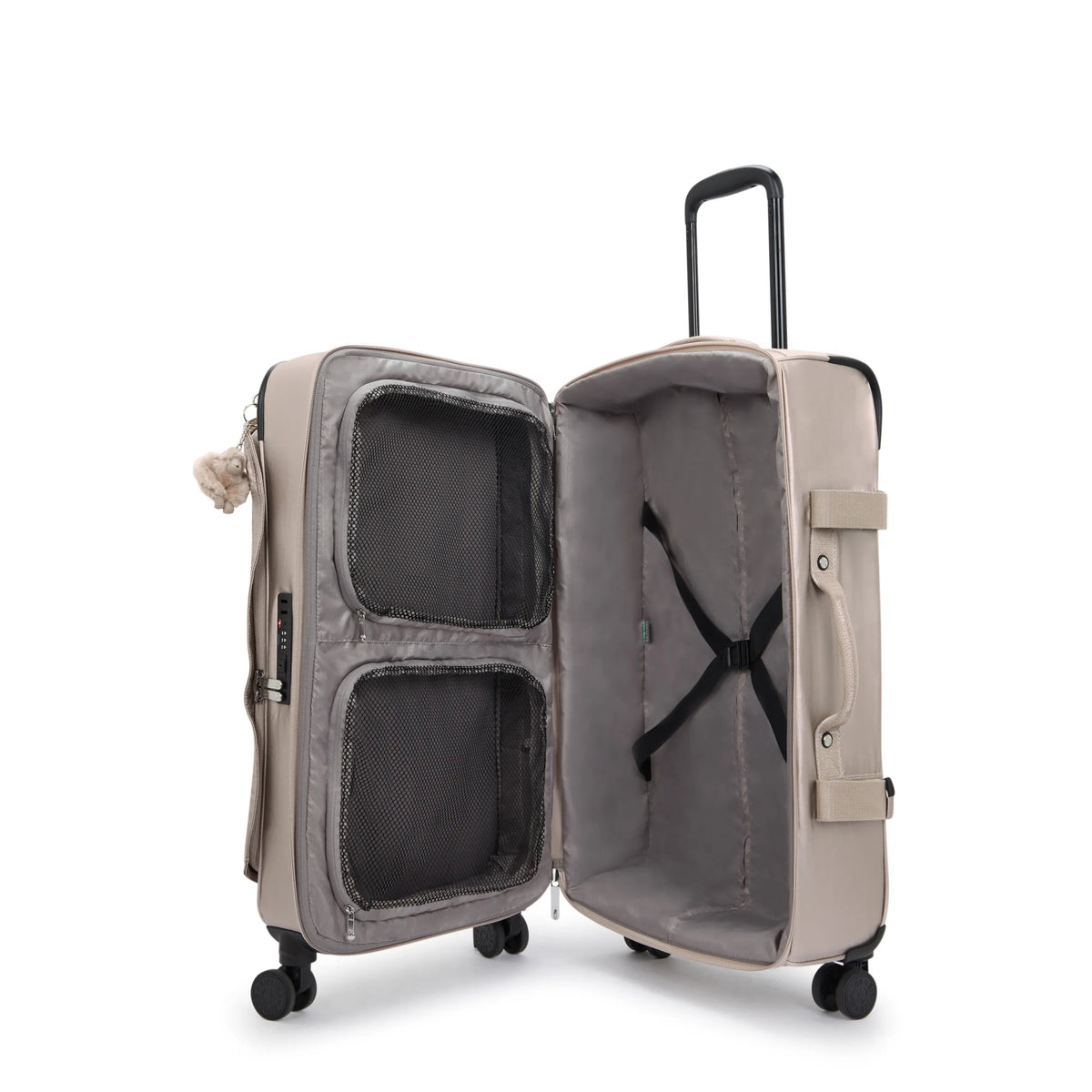 Kipling Spontaneous Medium Rolling Luggage in Metallic Glow — interior view