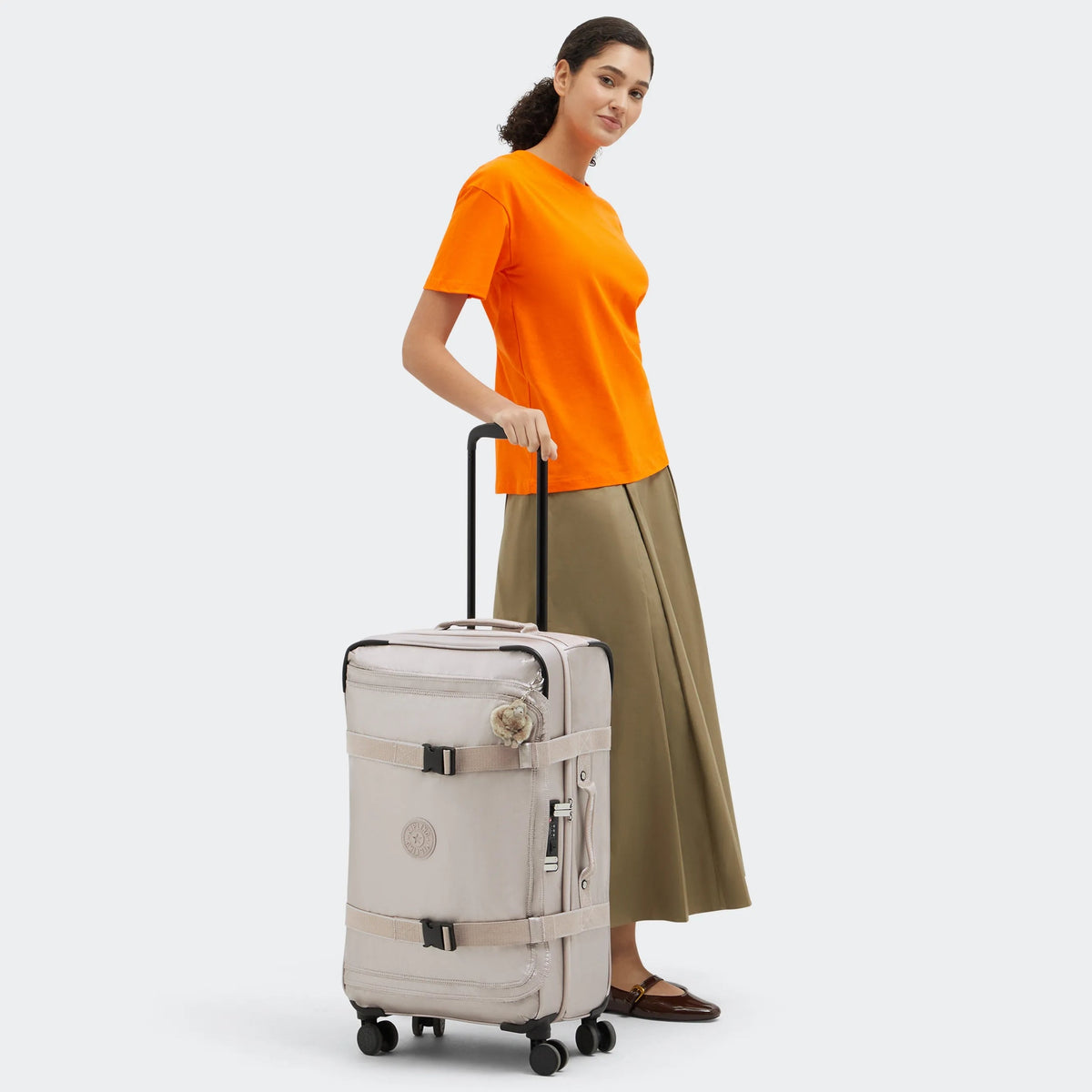 Kipling Spontaneous Medium Rolling Luggage in Metallic Glow — lifestyle