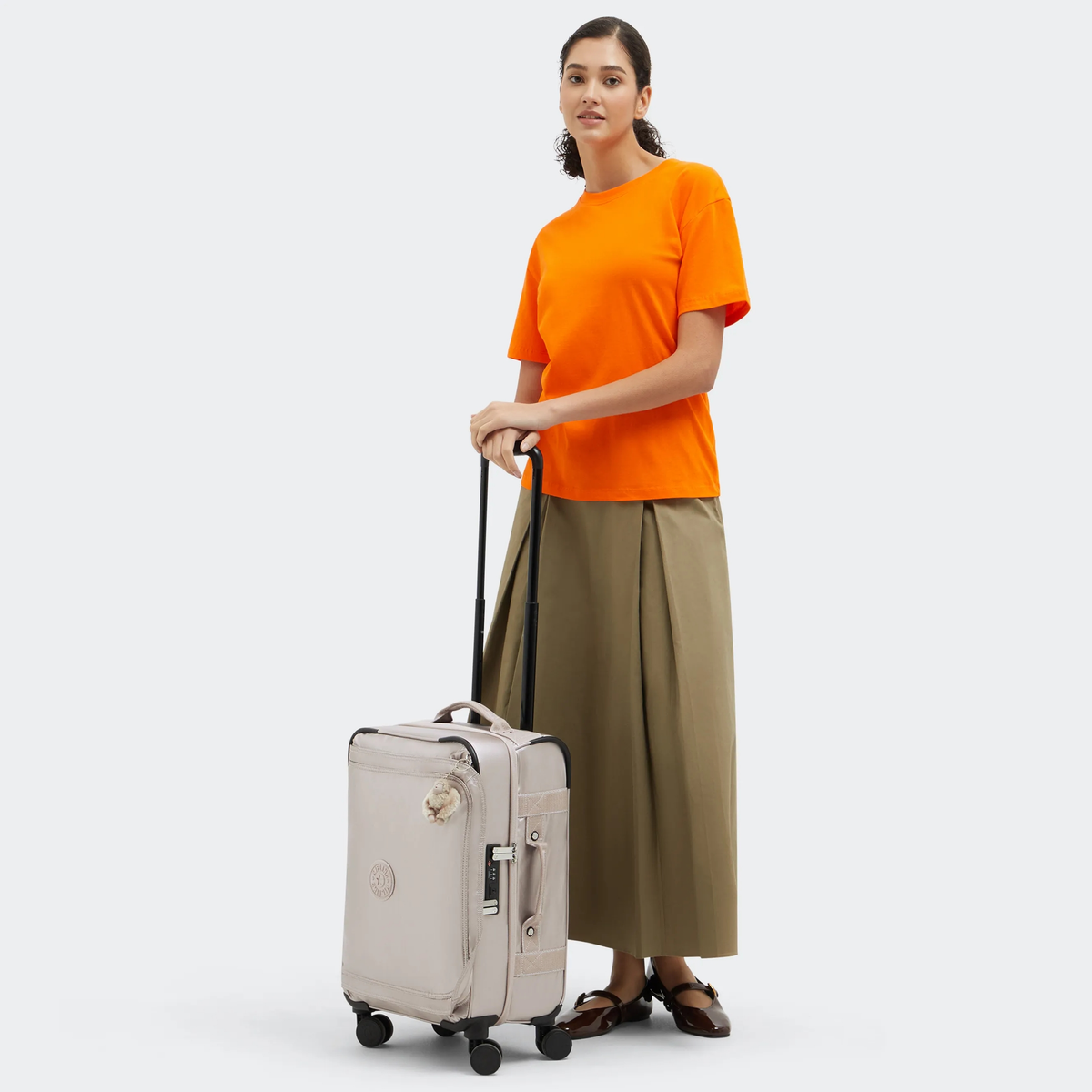Kipling Spontaneous Small  Rolling Luggage-Carry On in Metallic Glow — lifestyle