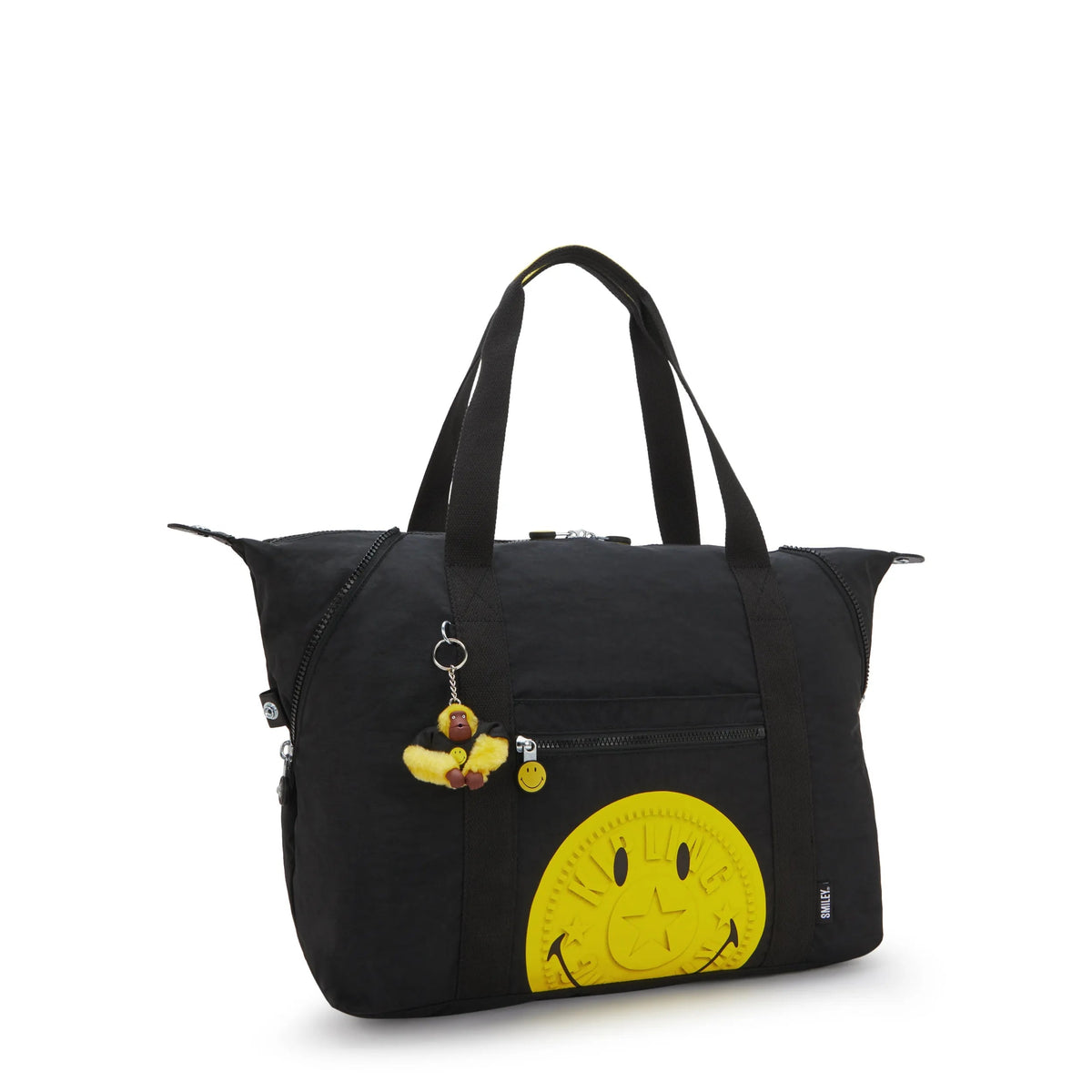 Kipling Art Medium Tote Bag in Yellow Fun Black — angle view 2