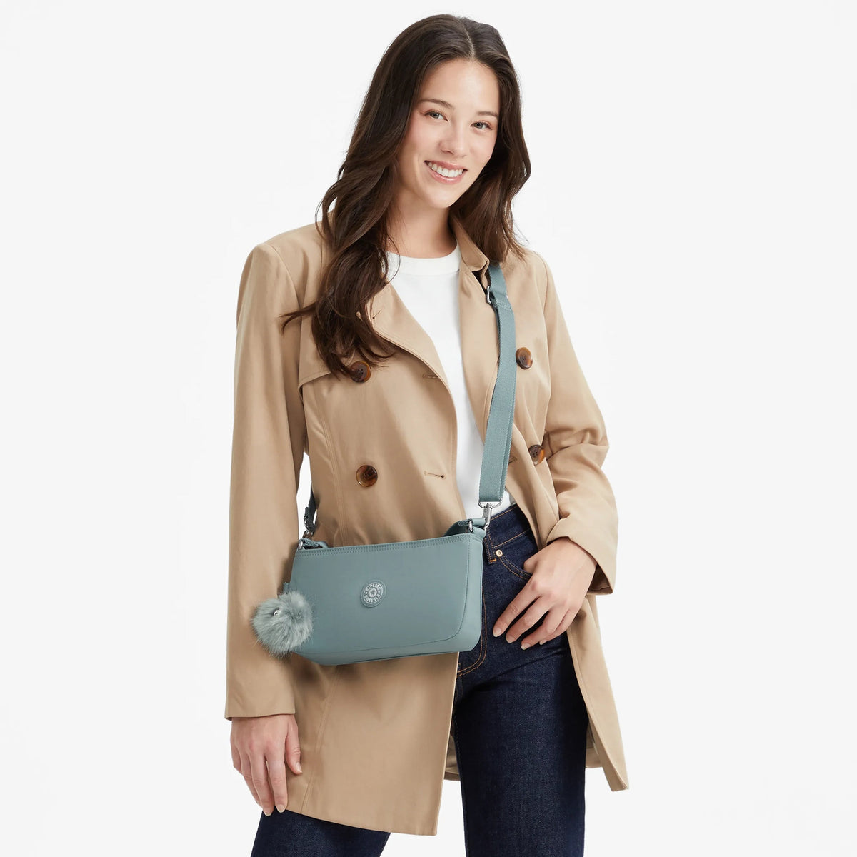 Kipling Jamari Shoulder Bag in Green Air — angle view 2
