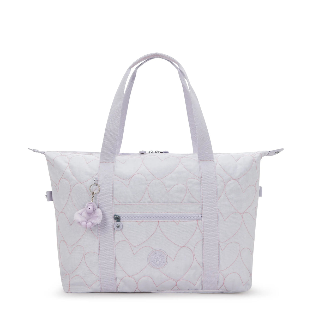 Kipling Art Medium Tote Bag in Hearts Shimmer — front view # color_Hearts Shimmer