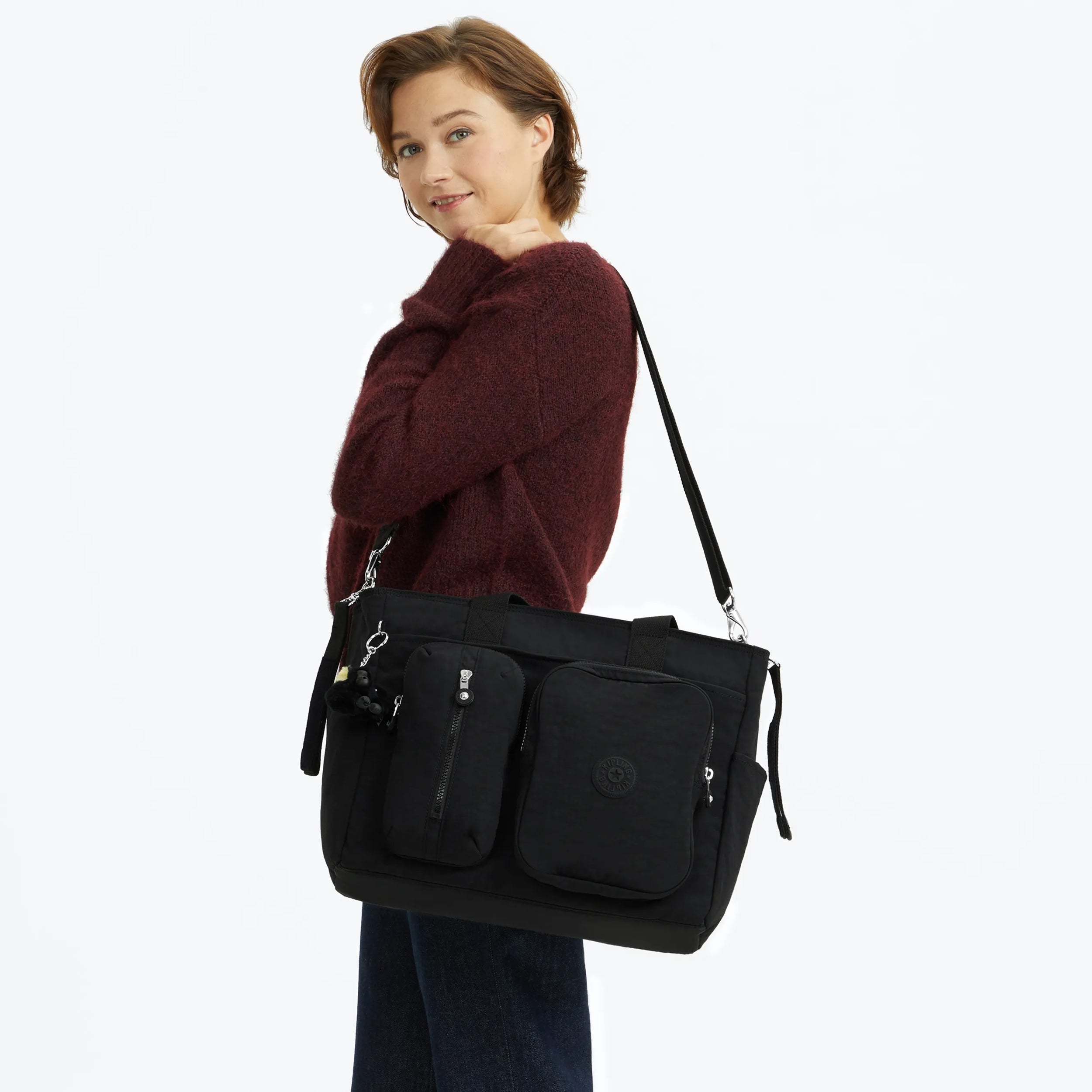 Kipling Babygear in Tiny Black Noir — back view