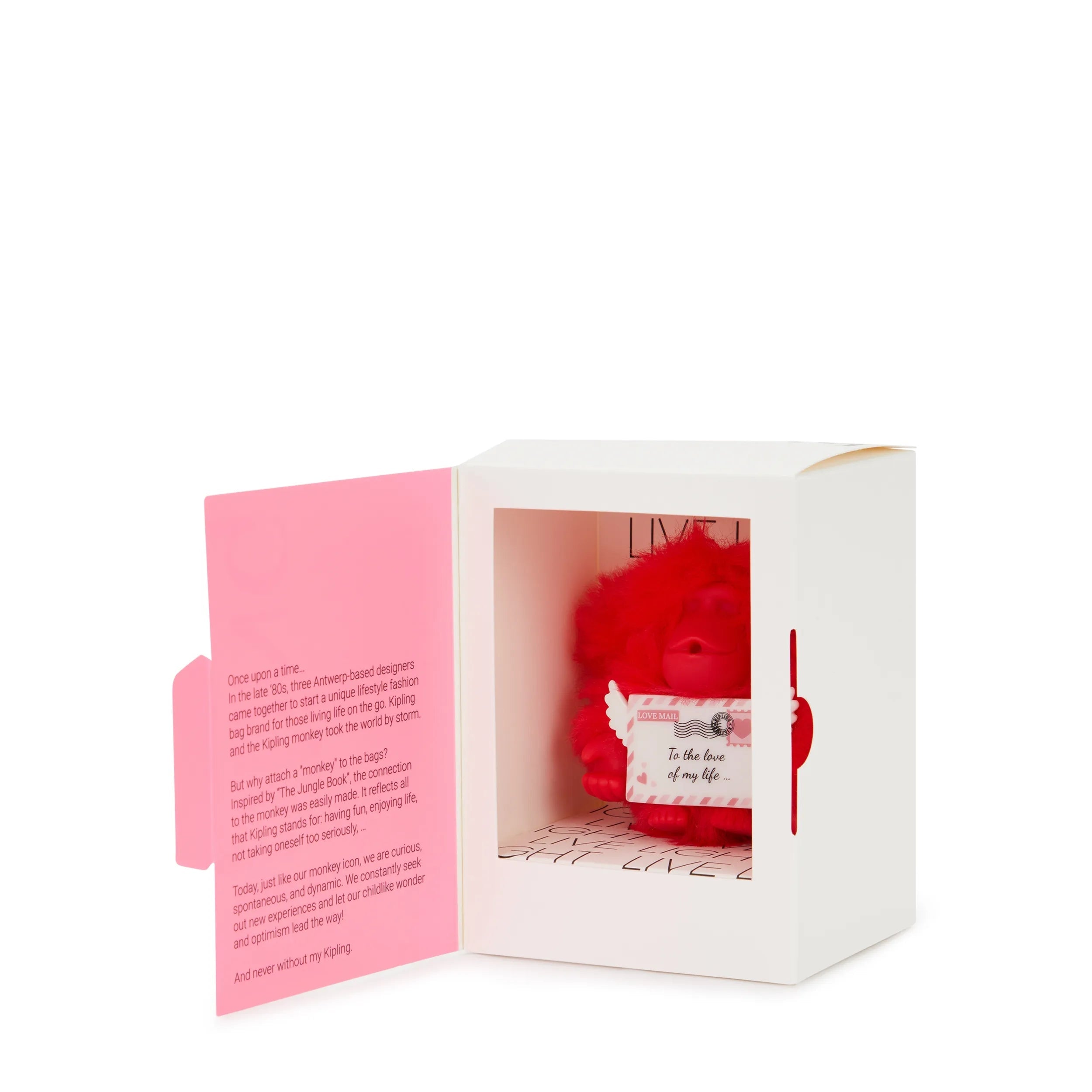 Kipling Valentine Letter Monkey in Letter Red — angle view 2