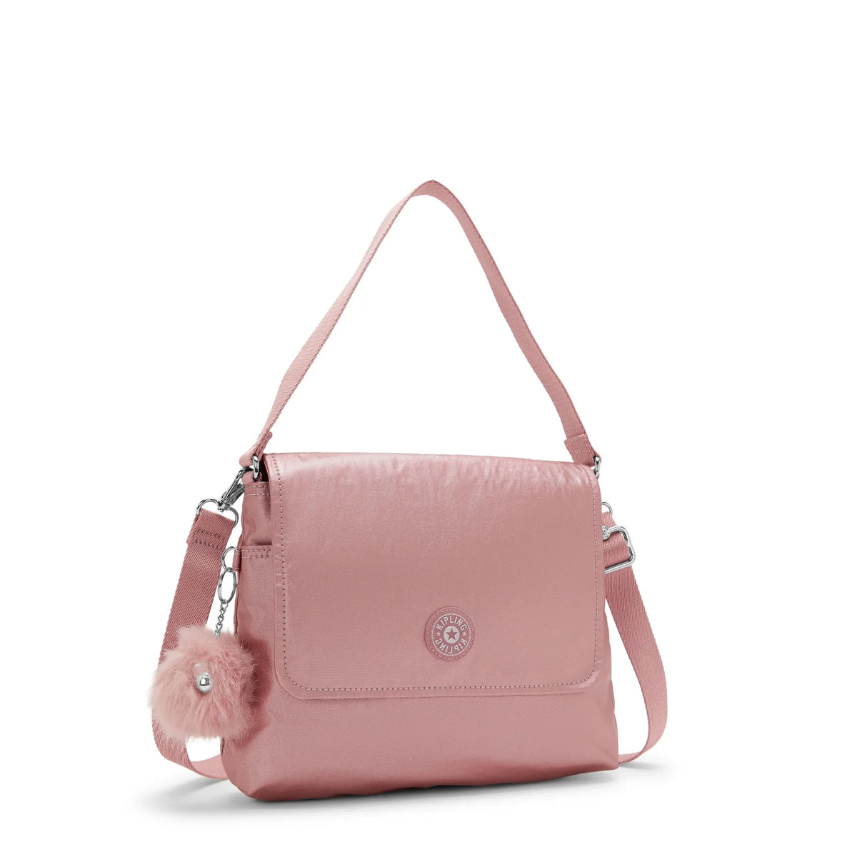 Kipling Siraz Shoulder Bag in Pink Rose Metallic — angle view 4