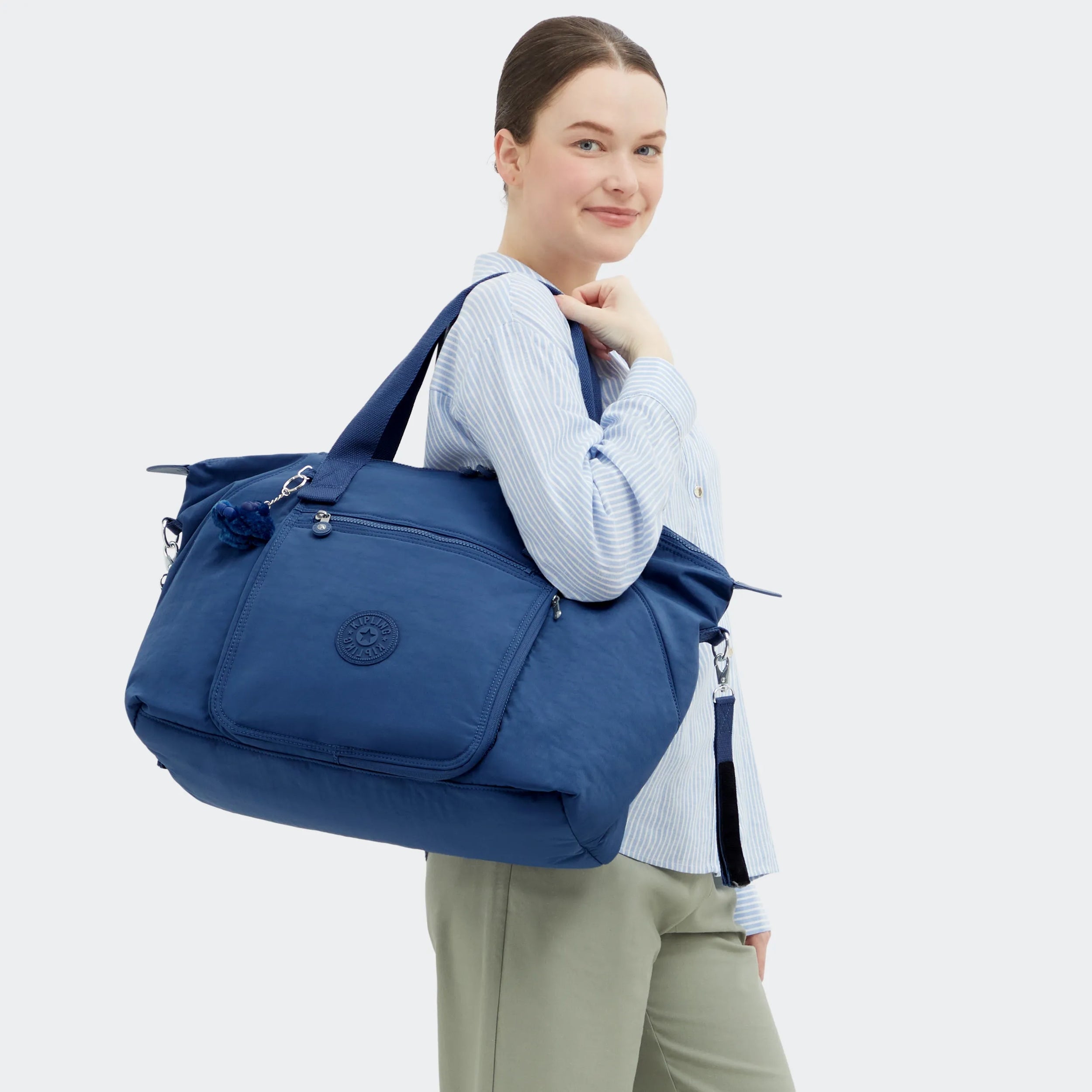 Kipling New Art M Babybag in Casual Blue — back view