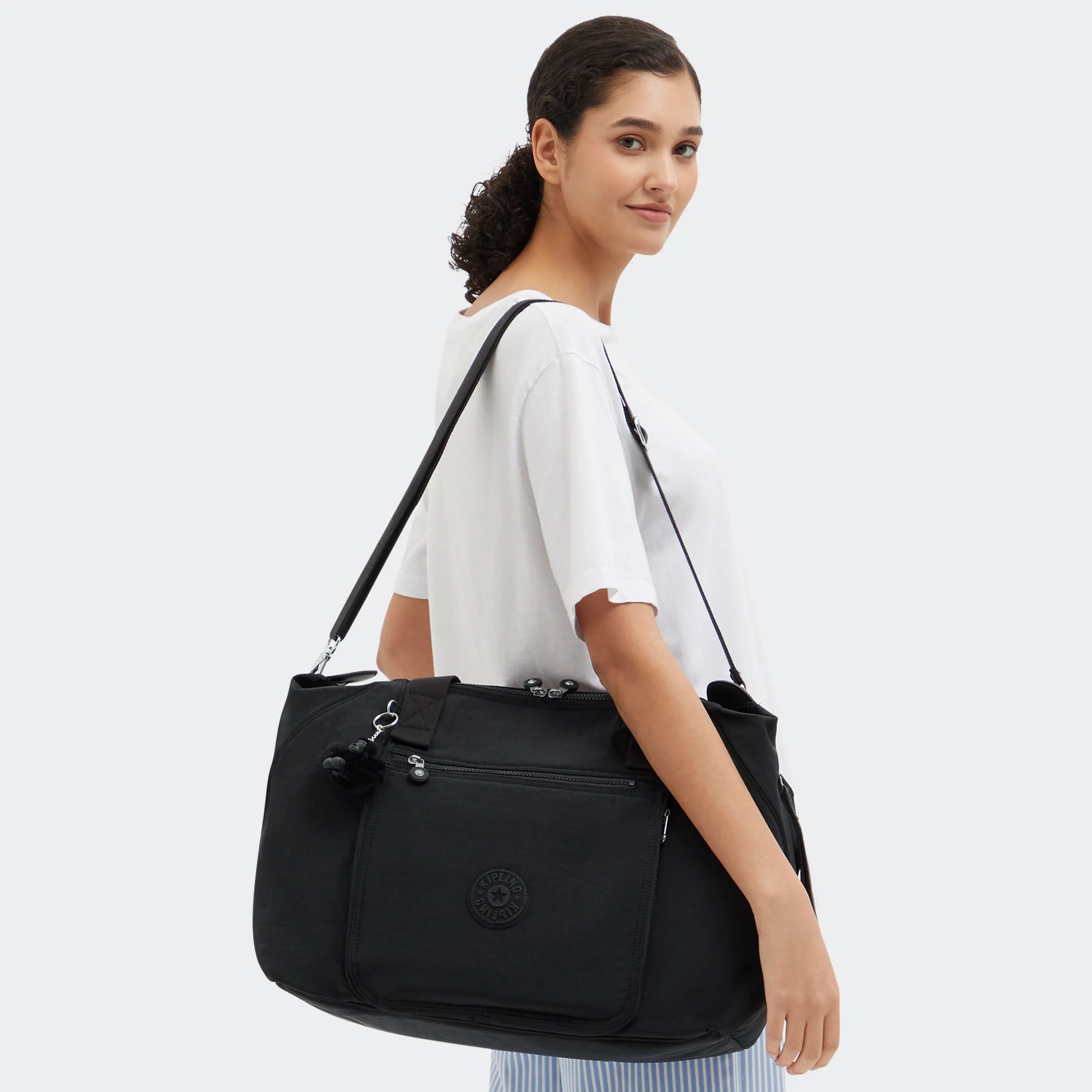Kipling New Art M Babybag in Black Noir — back view