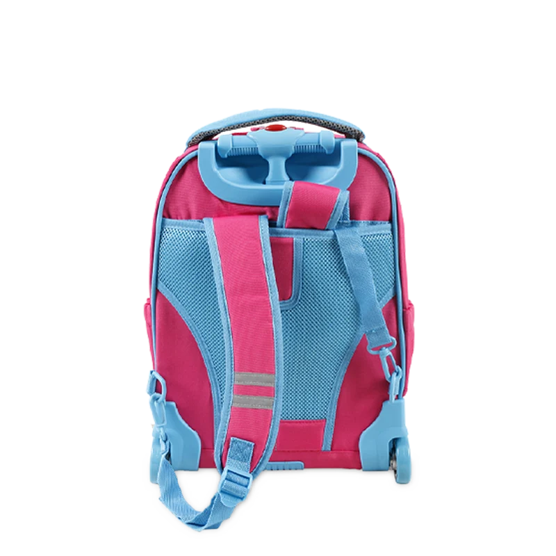 J World Sparkle Kids Rolling Backpack (15 Inch) in Pink — back view # color_Pink