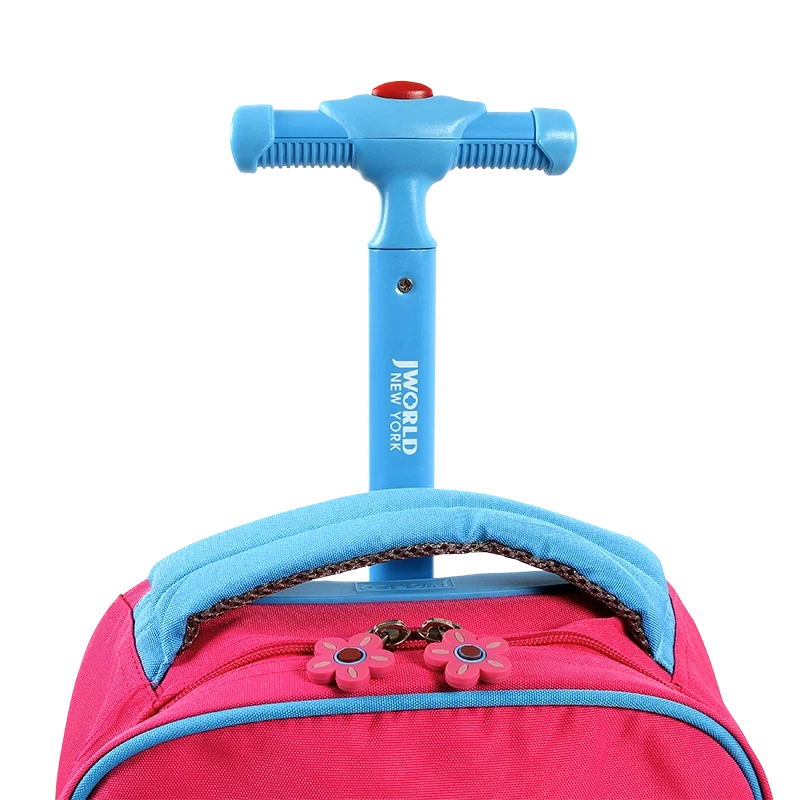 J World Sparkle Kids Rolling Backpack (15 Inch) in Pink — detail view # color_Pink