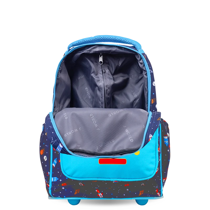 J World Sparkle Kids Rolling Backpack (15 Inch) in Robot — interior view # color_Robot
