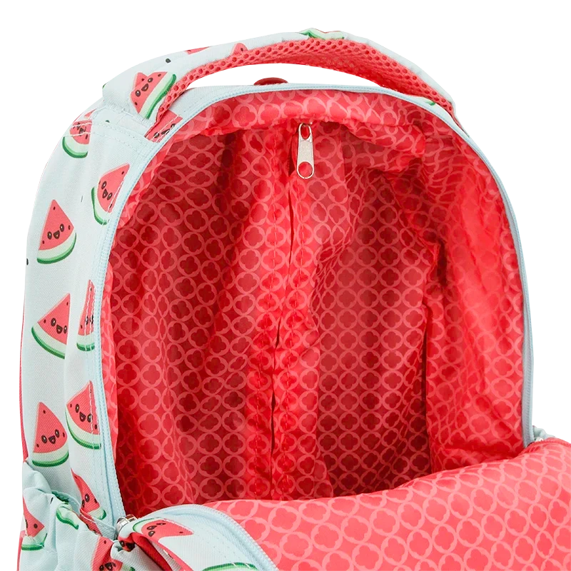 J World Sparkle Kids Rolling Backpack (15 Inch) in Watermelon — detail view # color_Watermelon