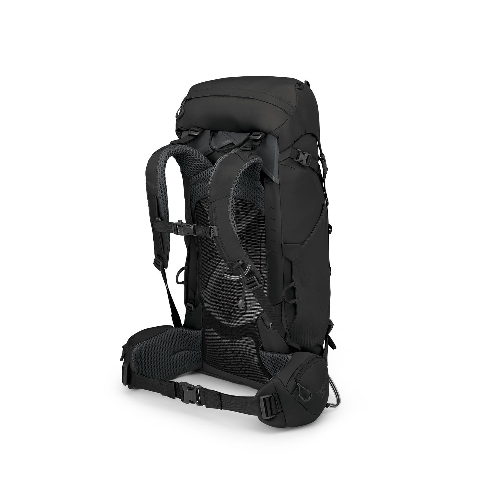Osprey Kestrel 38 Backpacking Pack 38L in Black — angle view 3