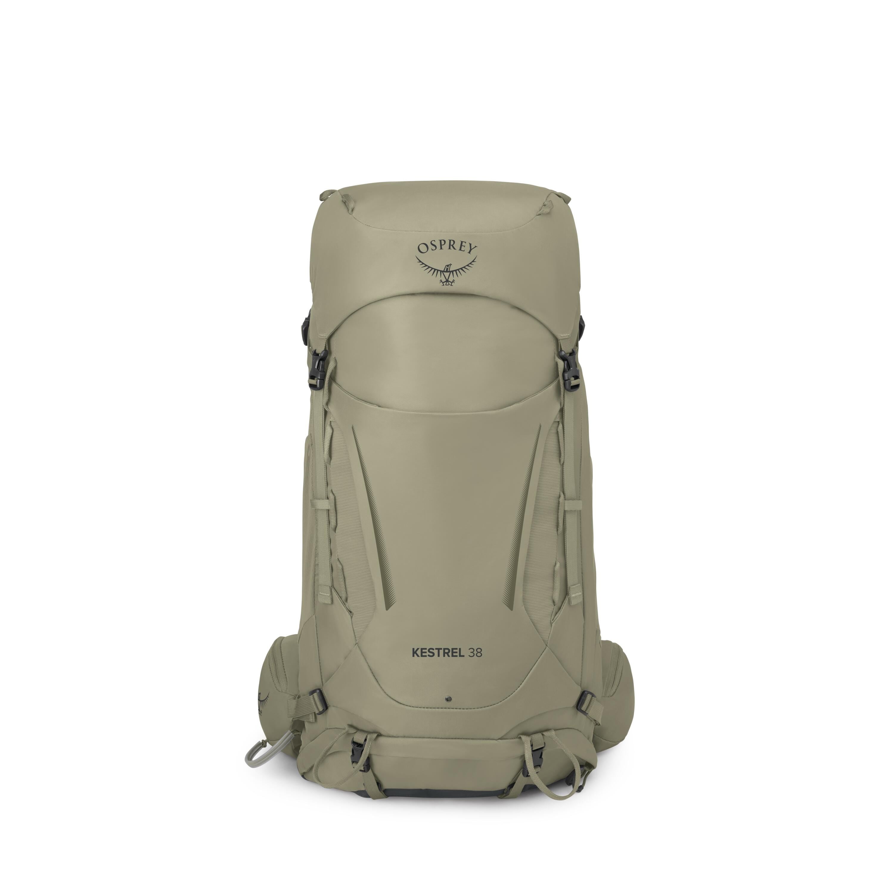 Osprey Kestrel 38 Backpacking Pack 38L in Olive Tan — front view