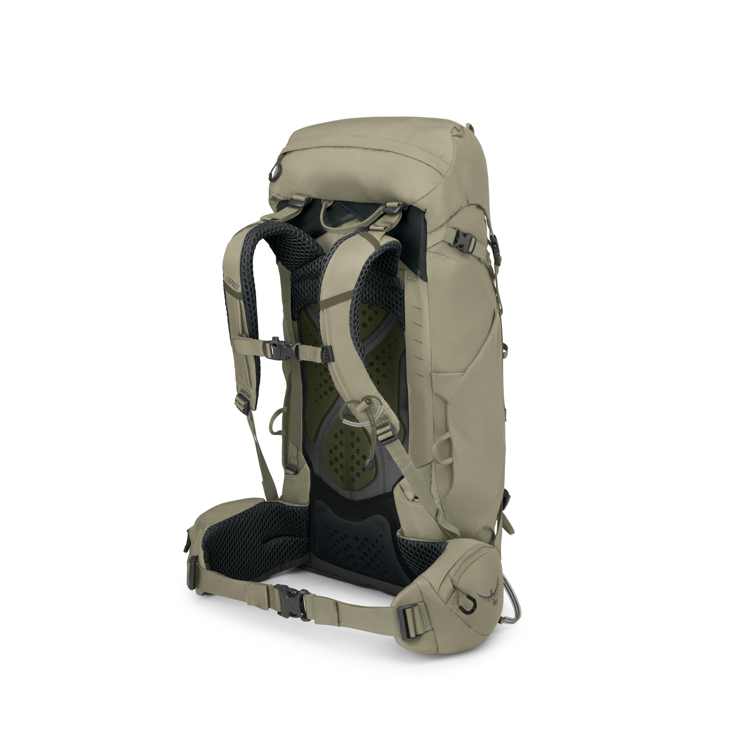Osprey Kestrel 38 Backpacking Pack 38L in Olive Tan — angle view 3