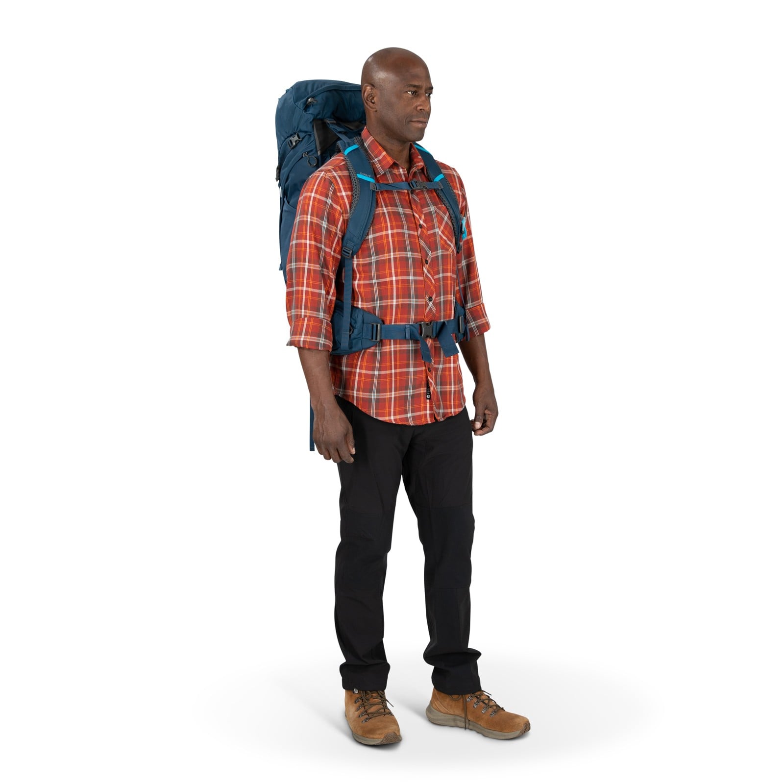 Osprey Kestrel 48 Backpacking Pack 48L in Atlas Blue — lifestyle