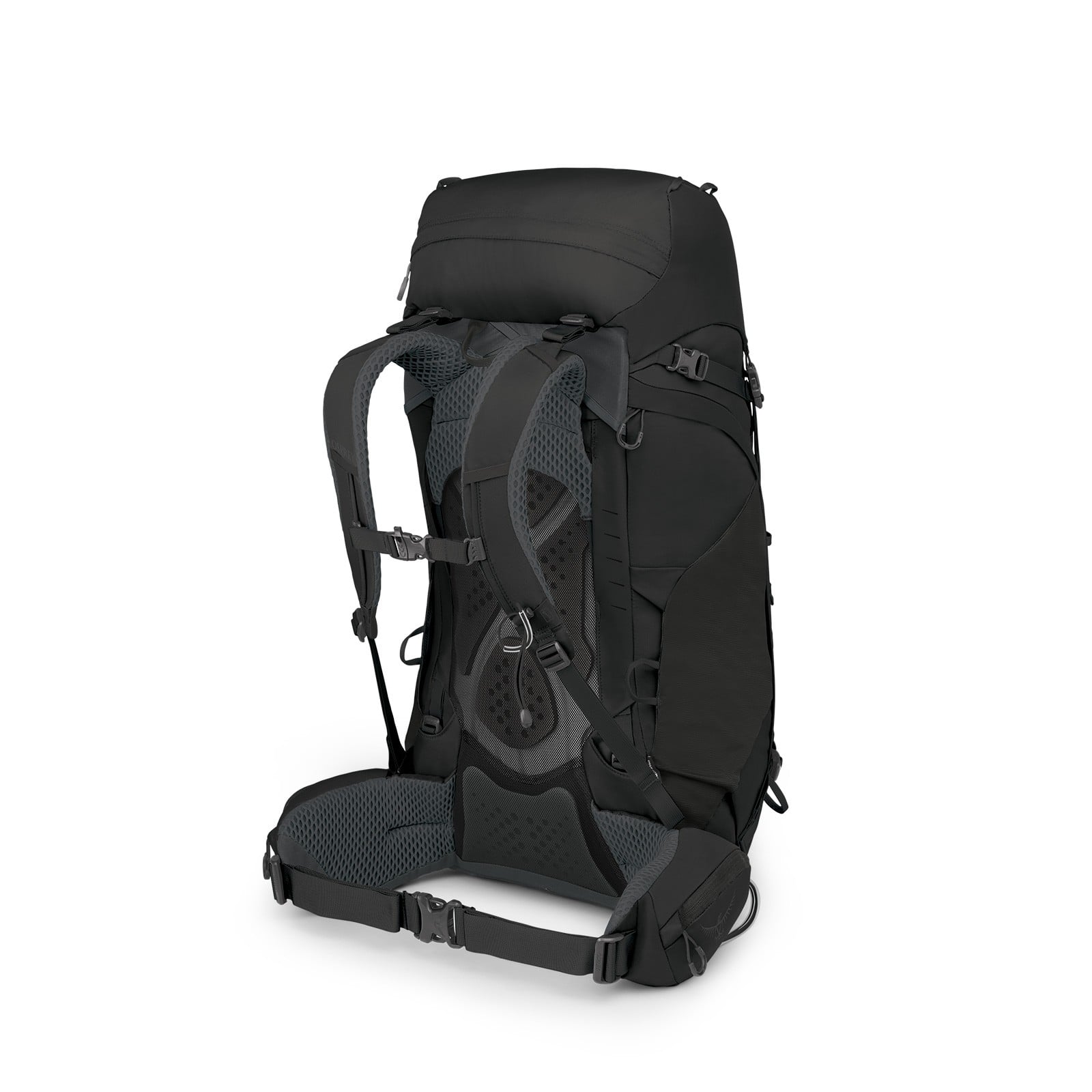 Osprey Kestrel 48 Backpacking Pack 48L in Black — angle view 3