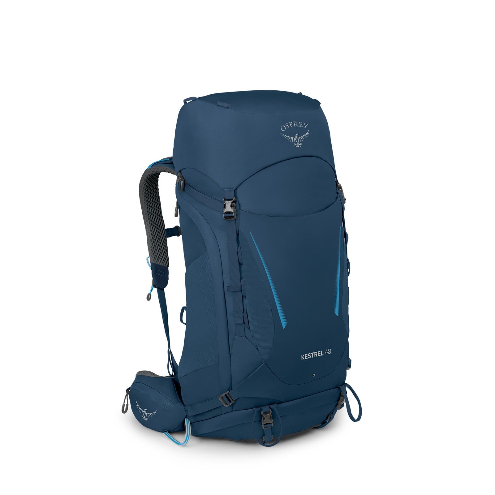 Osprey Kestrel 48 Backpacking Pack 48L in Atlas Blue — angle view 2