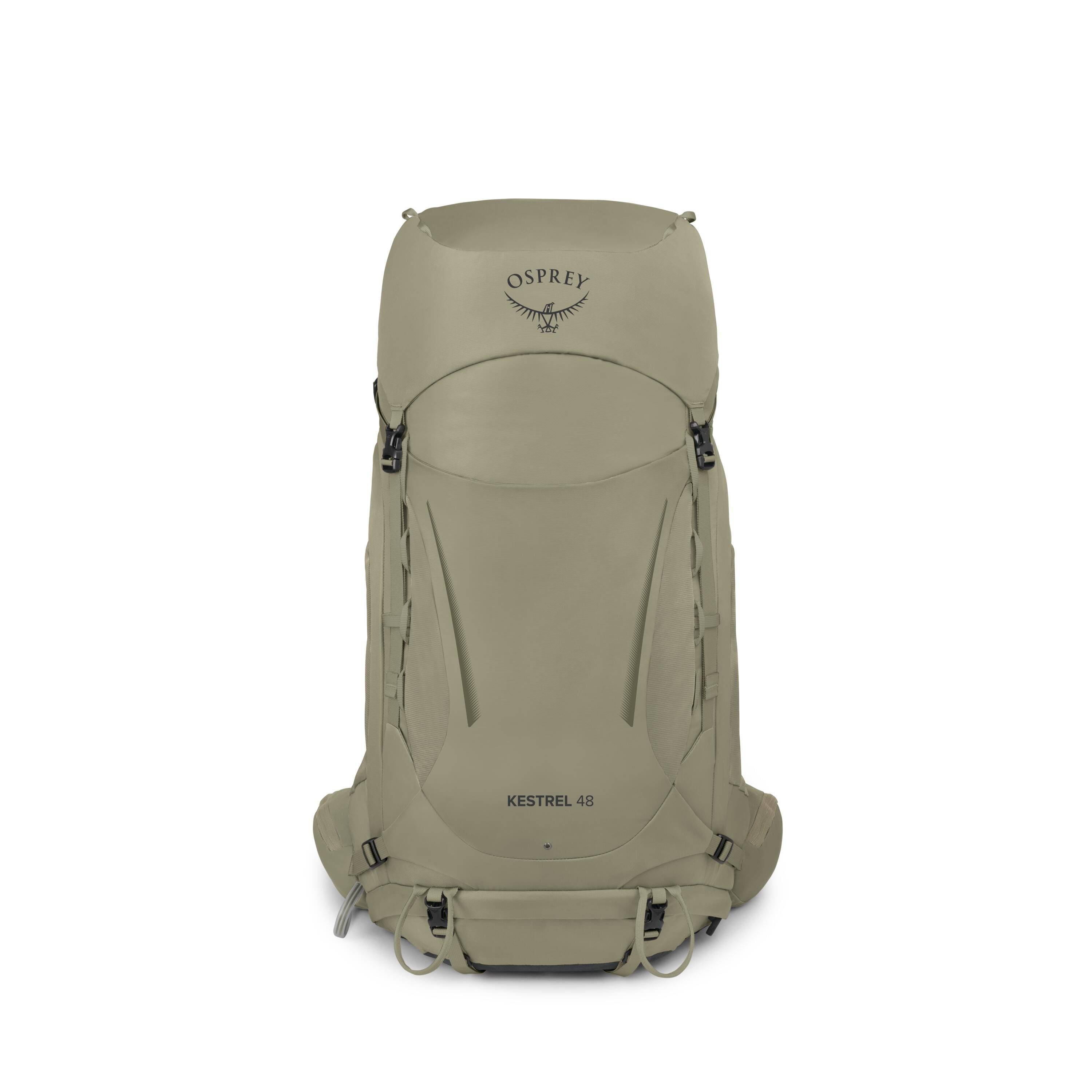 Osprey Kestrel 48 Backpacking Pack 48L in Olive Tan — front view