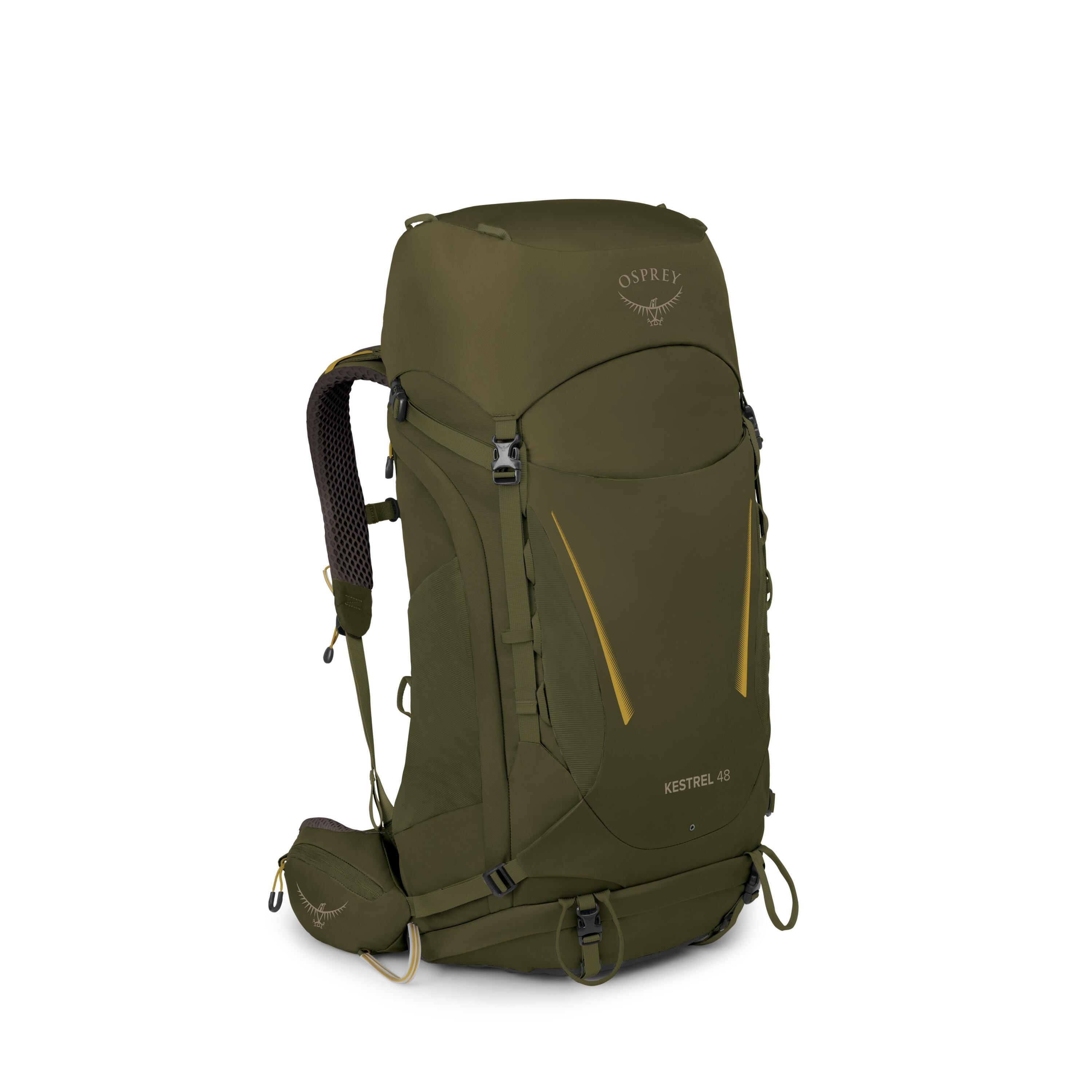 Osprey Kestrel 48 Backpacking Pack 48L in Moss Green — angle view 2