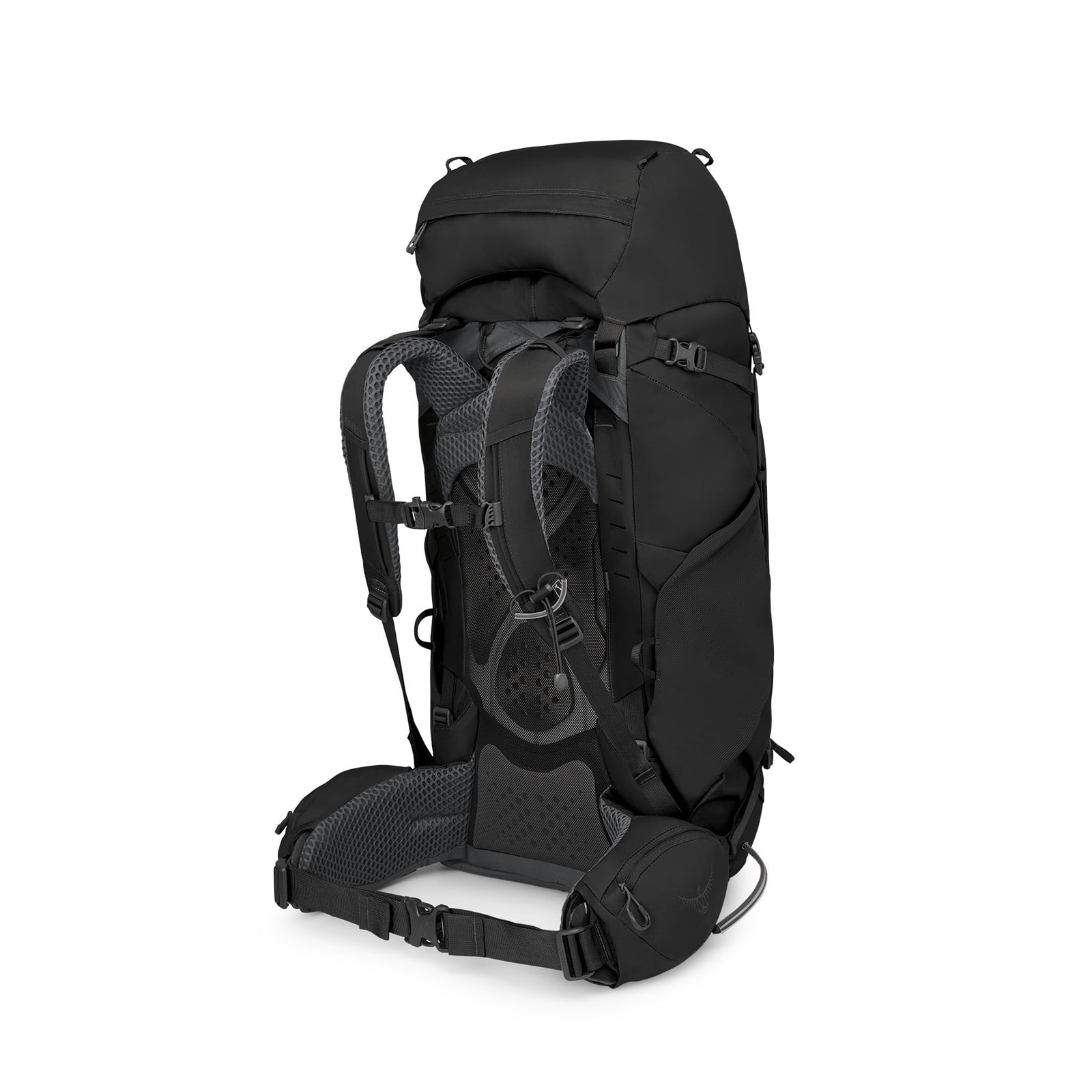 Osprey Kestrel 58 Backpacking Pack 58L in Black — angle view 3