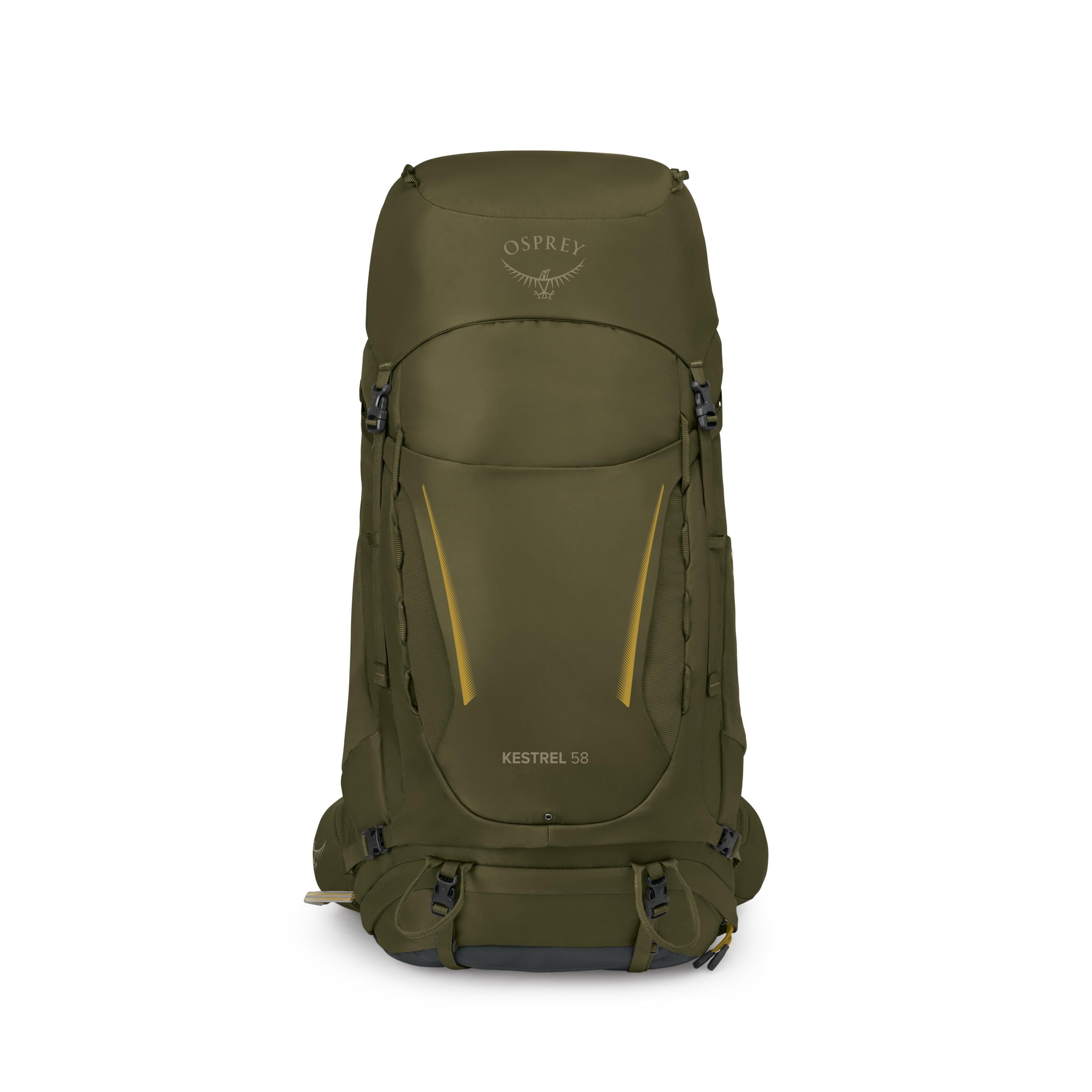 Osprey Kestrel 58 Backpacking Pack 58L in Moss Green — front view
