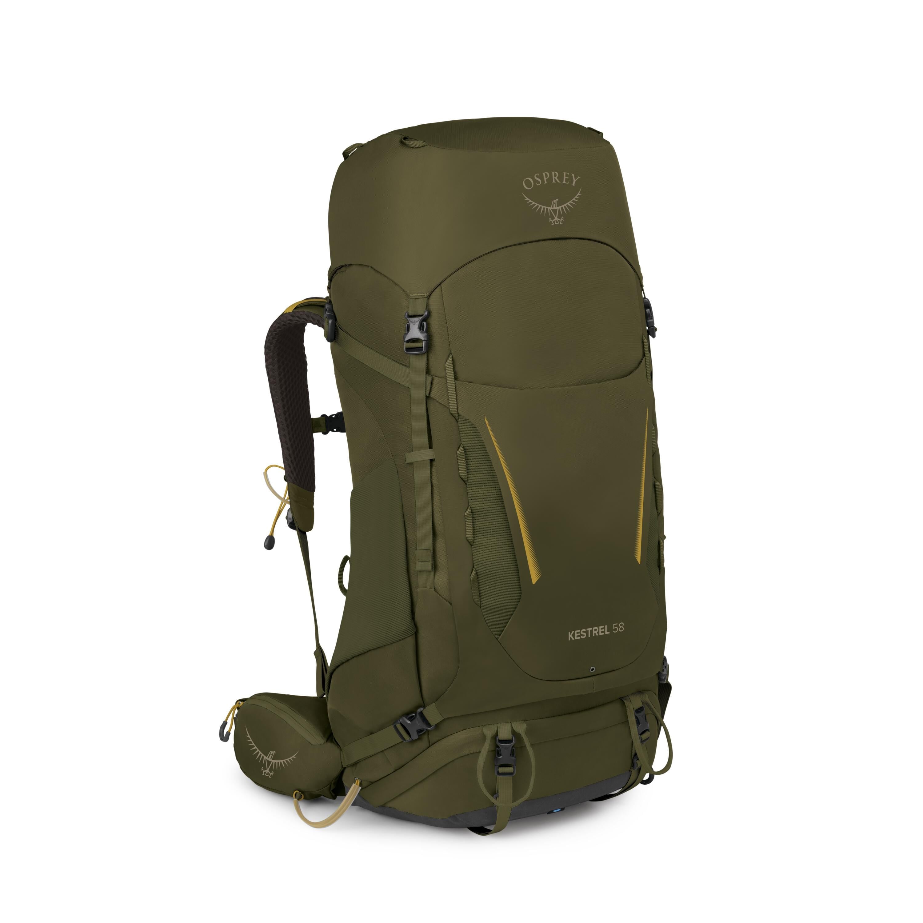 Osprey Kestrel 58 Backpacking Pack 58L in Moss Green — angle view 2