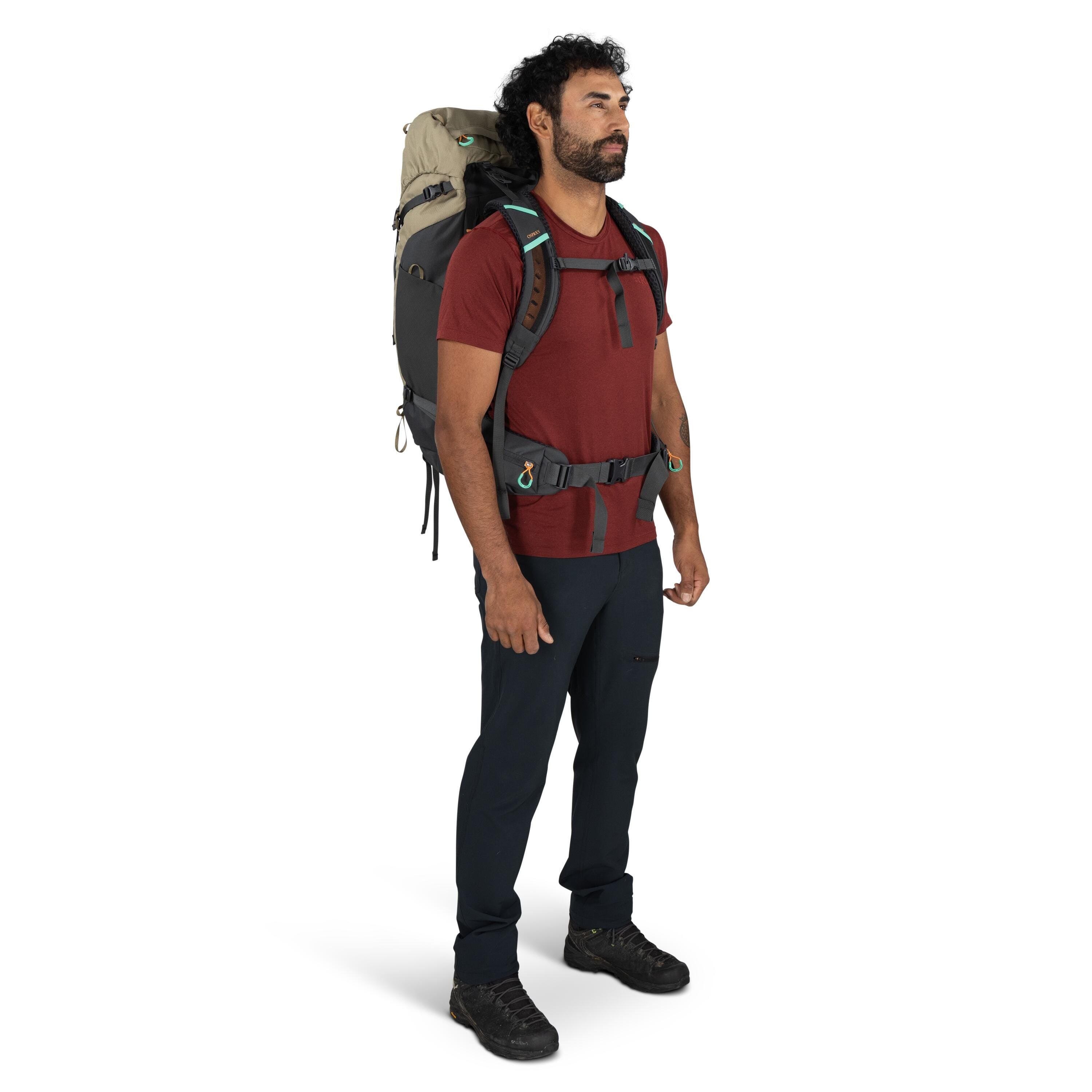 Osprey Kestrel LT 45 Backpacking Pack 45L in Olive Tan — lifestyle