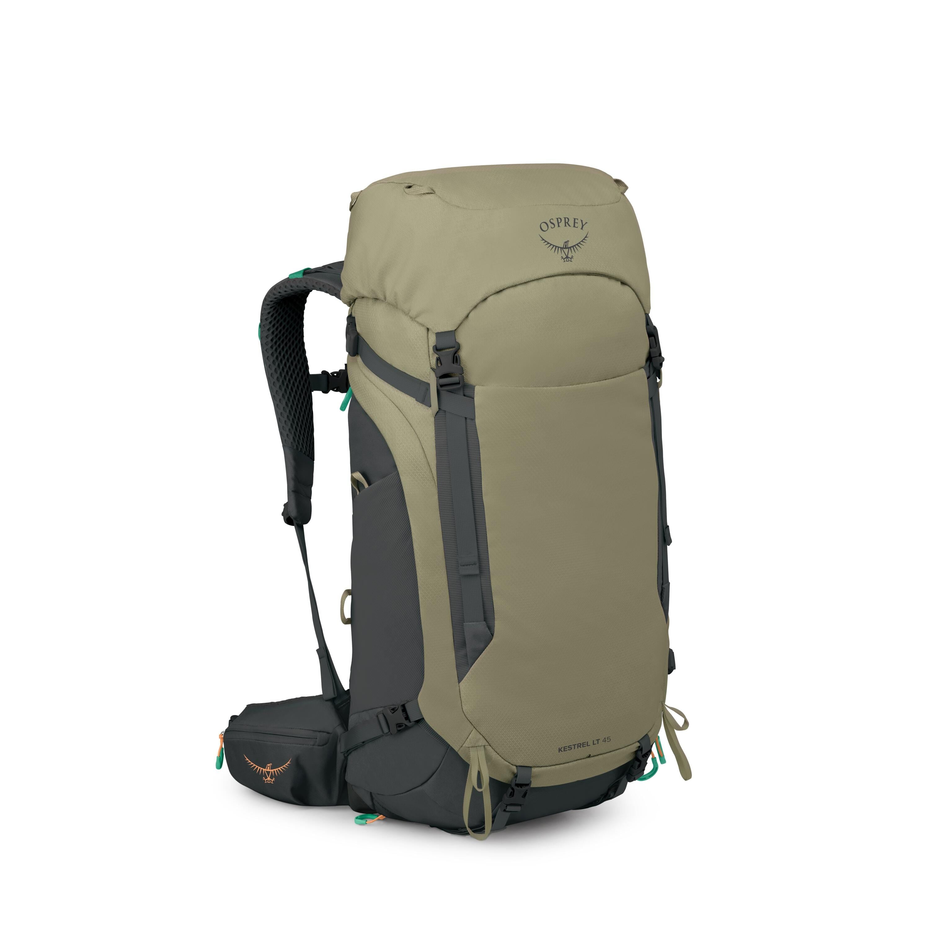 Osprey Kestrel LT 45 Backpacking Pack 45L in Olive Tan — angle view 2
