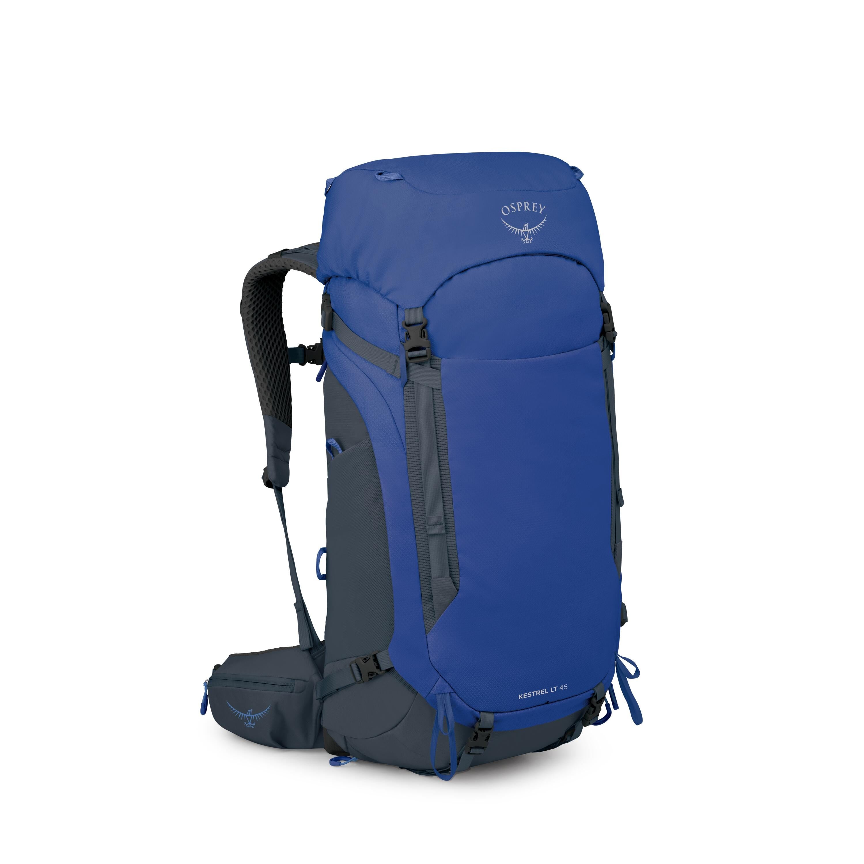 Osprey Kestrel LT 45 Backpacking Pack 45L in Rays Blue — angle view 2