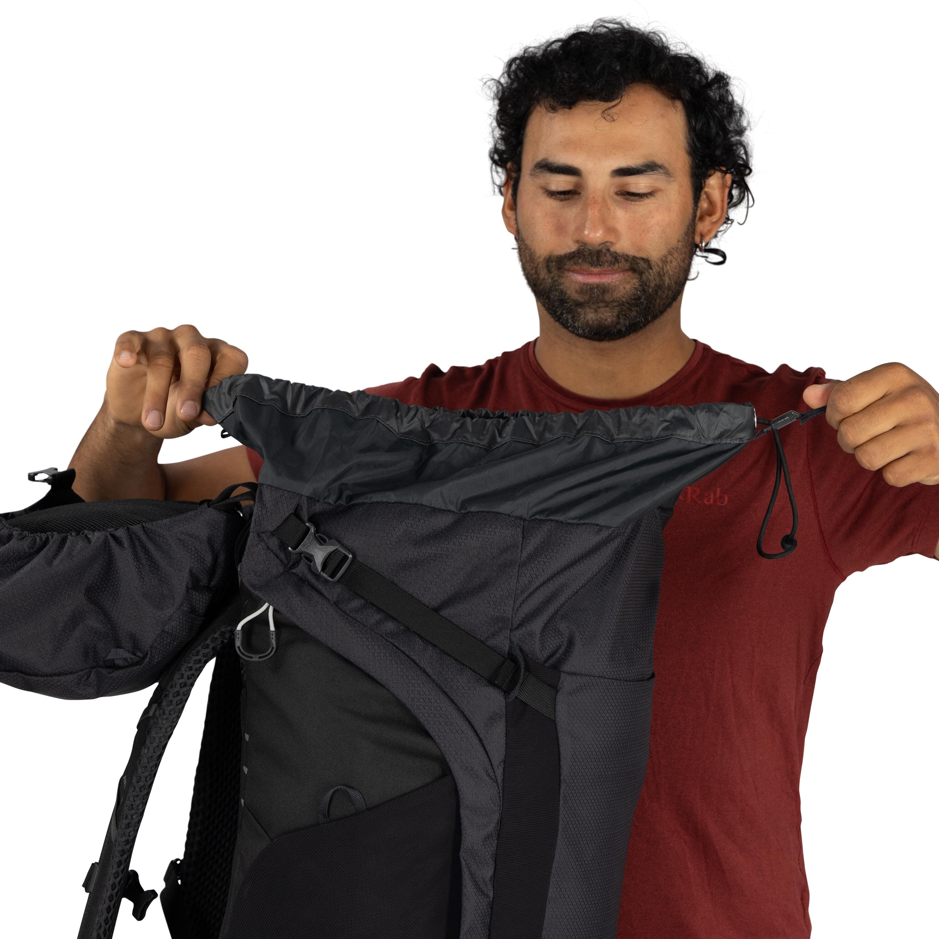 Osprey Kestrel LT 65 Backpacking Pack 65L in Black — detail view 2