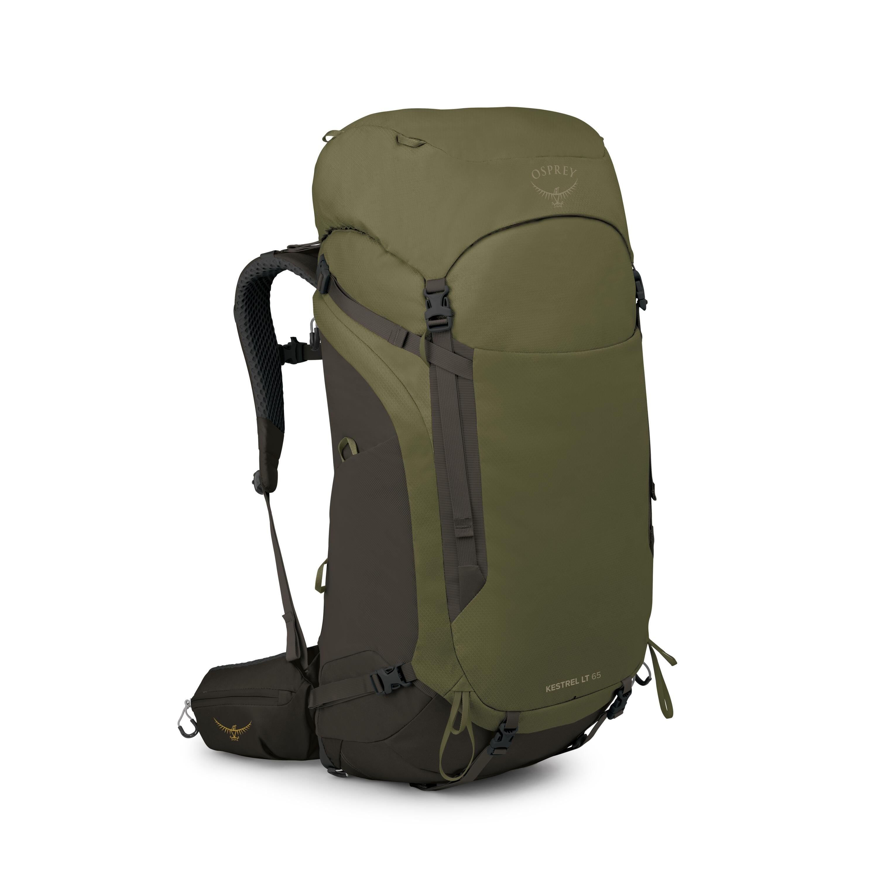 Osprey Kestrel LT 65 Backpacking Pack 65L in Moss Green — angle view 2